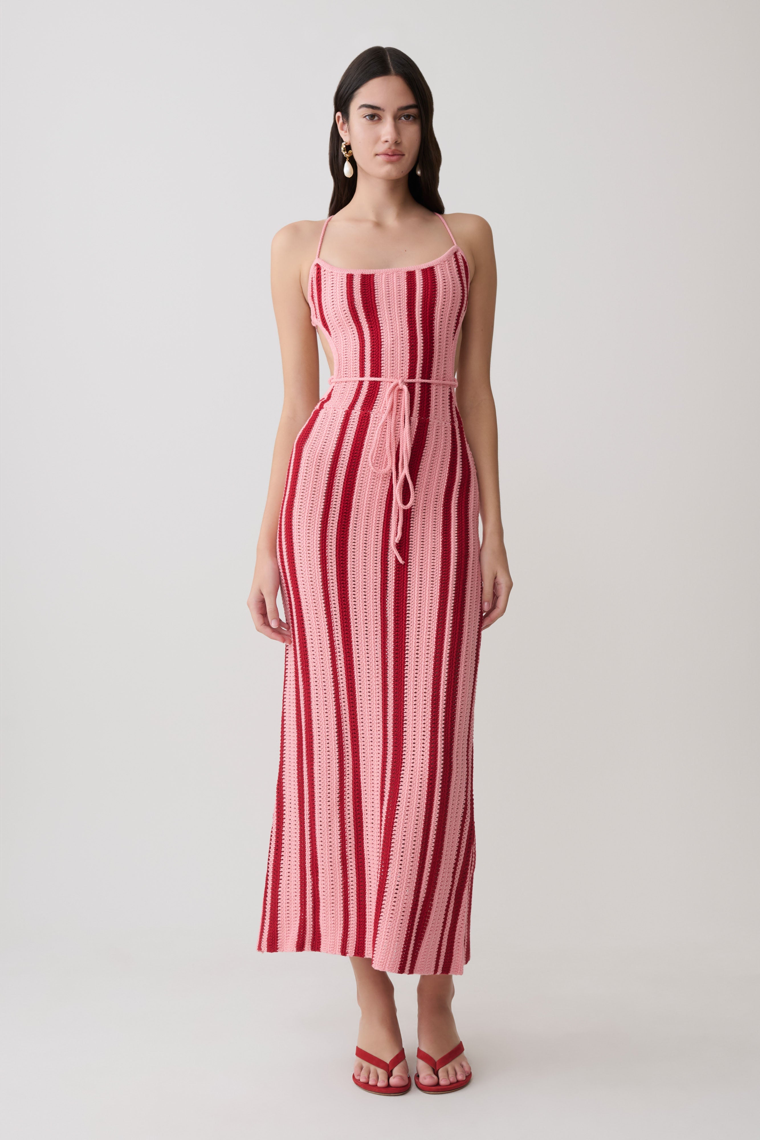 Shepherd Crochet Halter Maxi Dress / Pink | MESHKI
