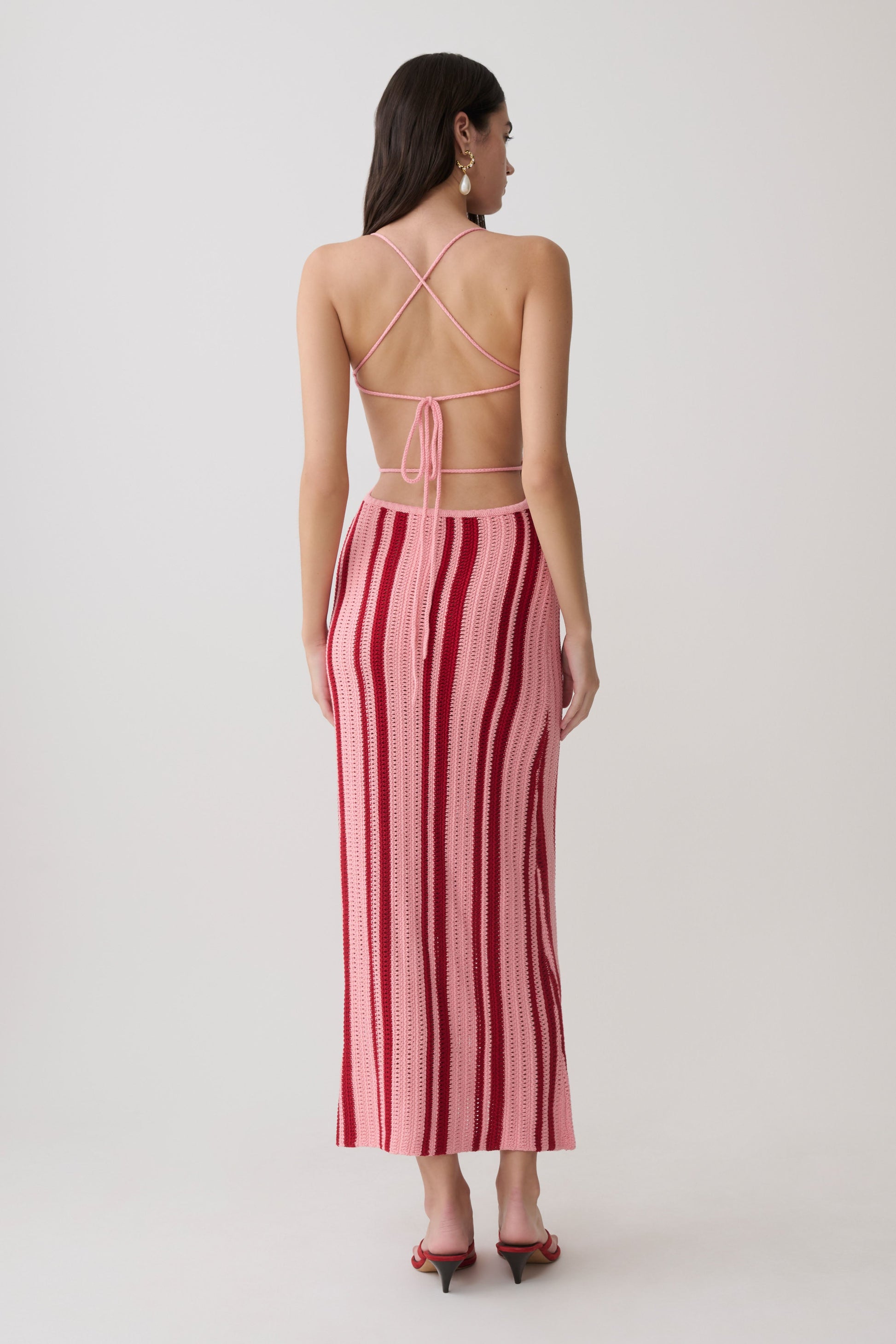 Shepherd Crochet Halter Maxi Dress / Pink | MESHKI