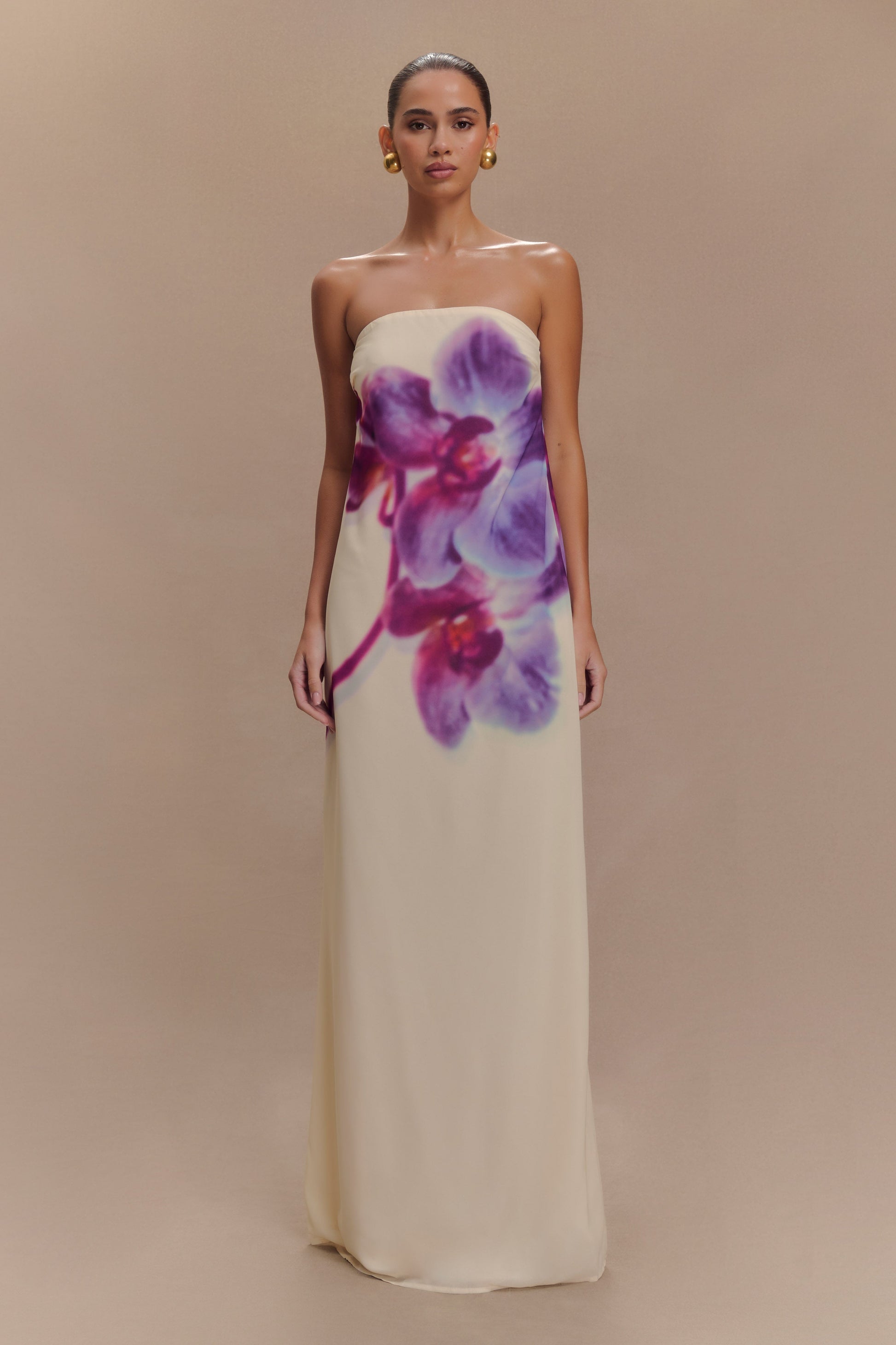 Amaya Strapless Chiffon Maxi Dress