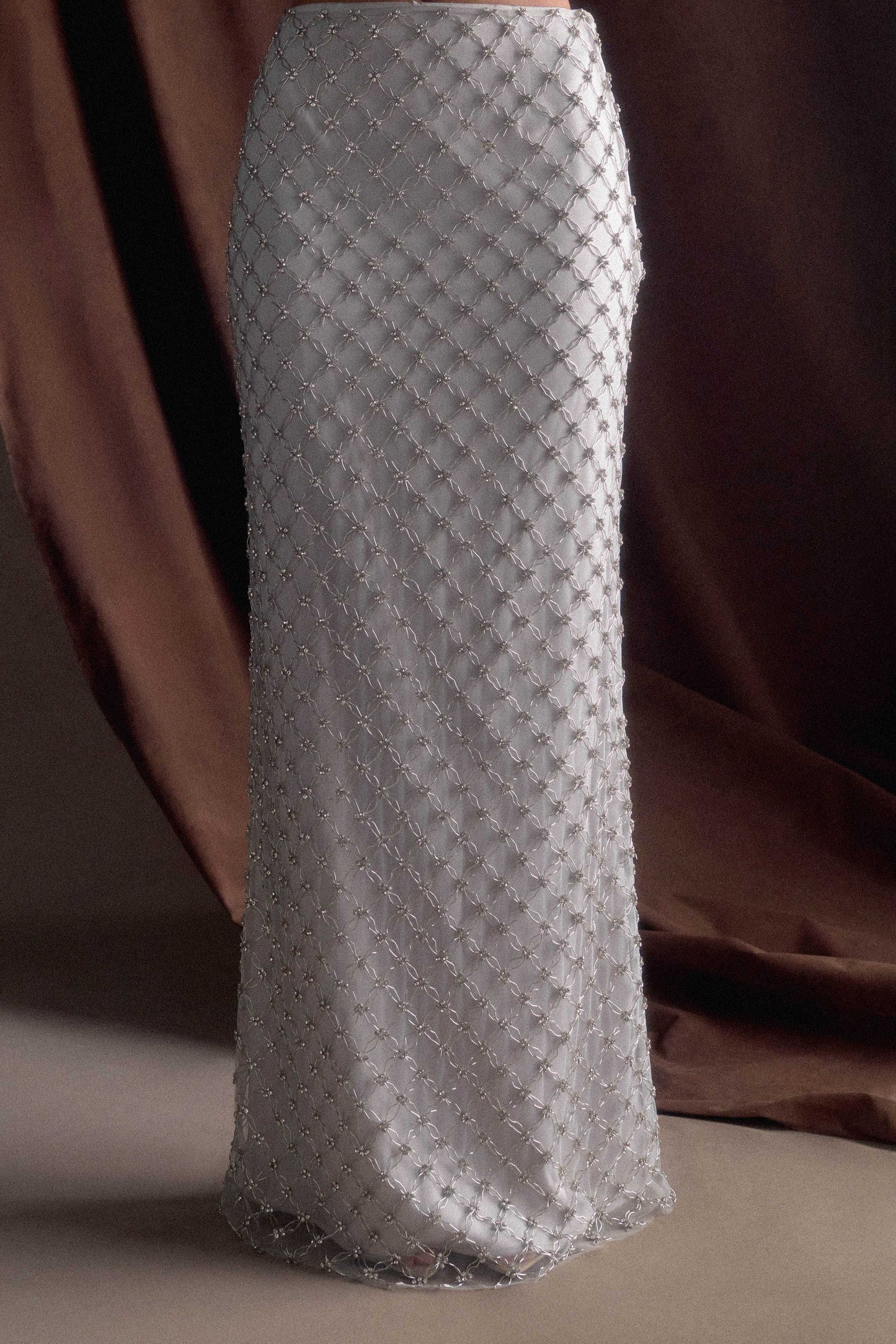 Zuri Embellished Maxi Skirt - Silver