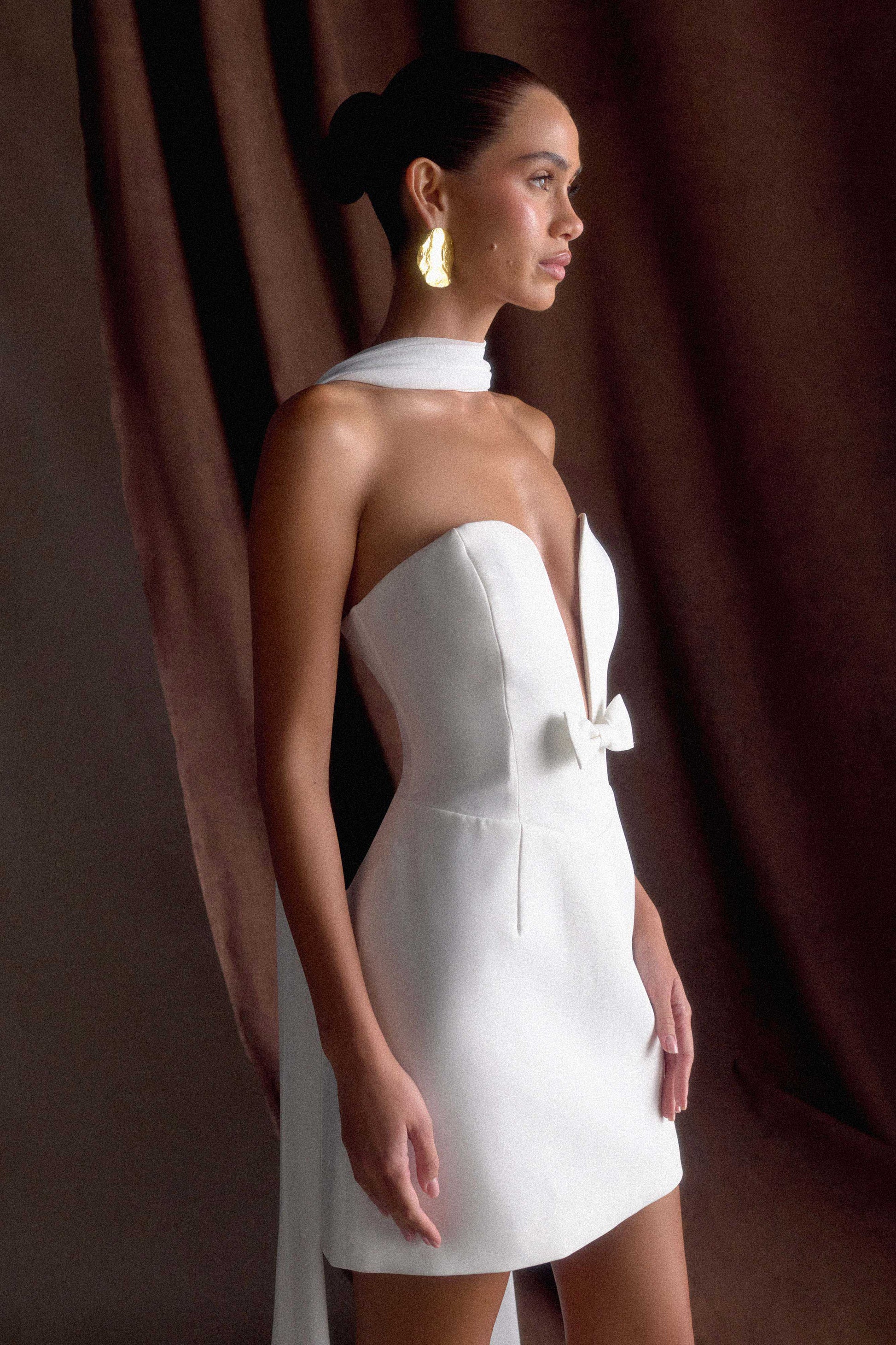 Orellia Strapless Suiting Mini Dress - Ivory | MESHKI US Orellia Strapless Suiting Mini Dress - Ivory | MESHKI US