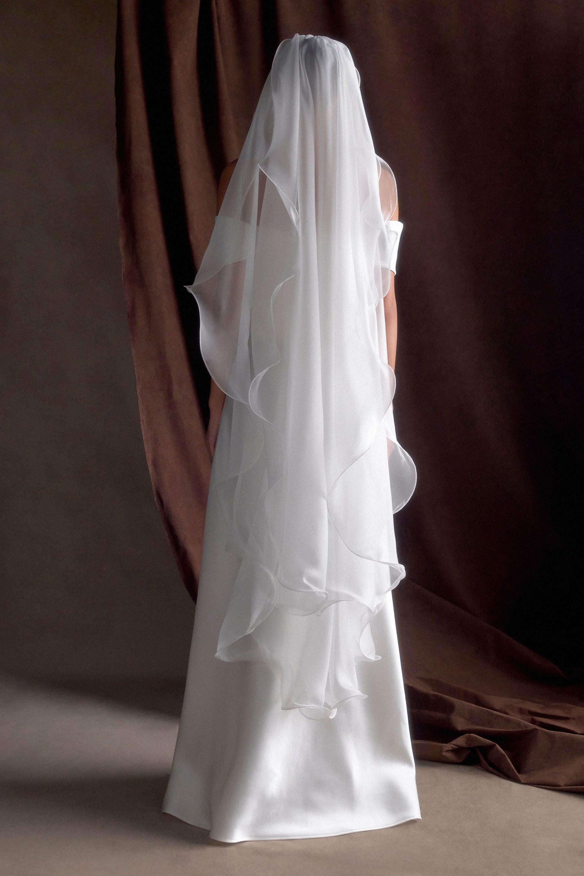 Asteria Draped Chiffon Veil - Ivory | MESHKI US Asteria Draped Chiffon Veil - Ivory | MESHKI US