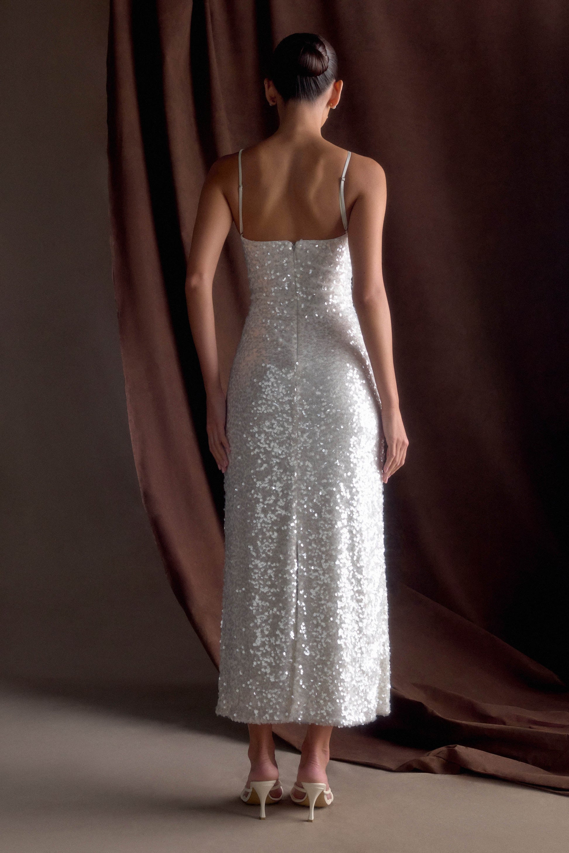 Makari Sequin Maxi Dress / White | MESHKI | S Makari Sequin Maxi Dress / White | MESHKI | S