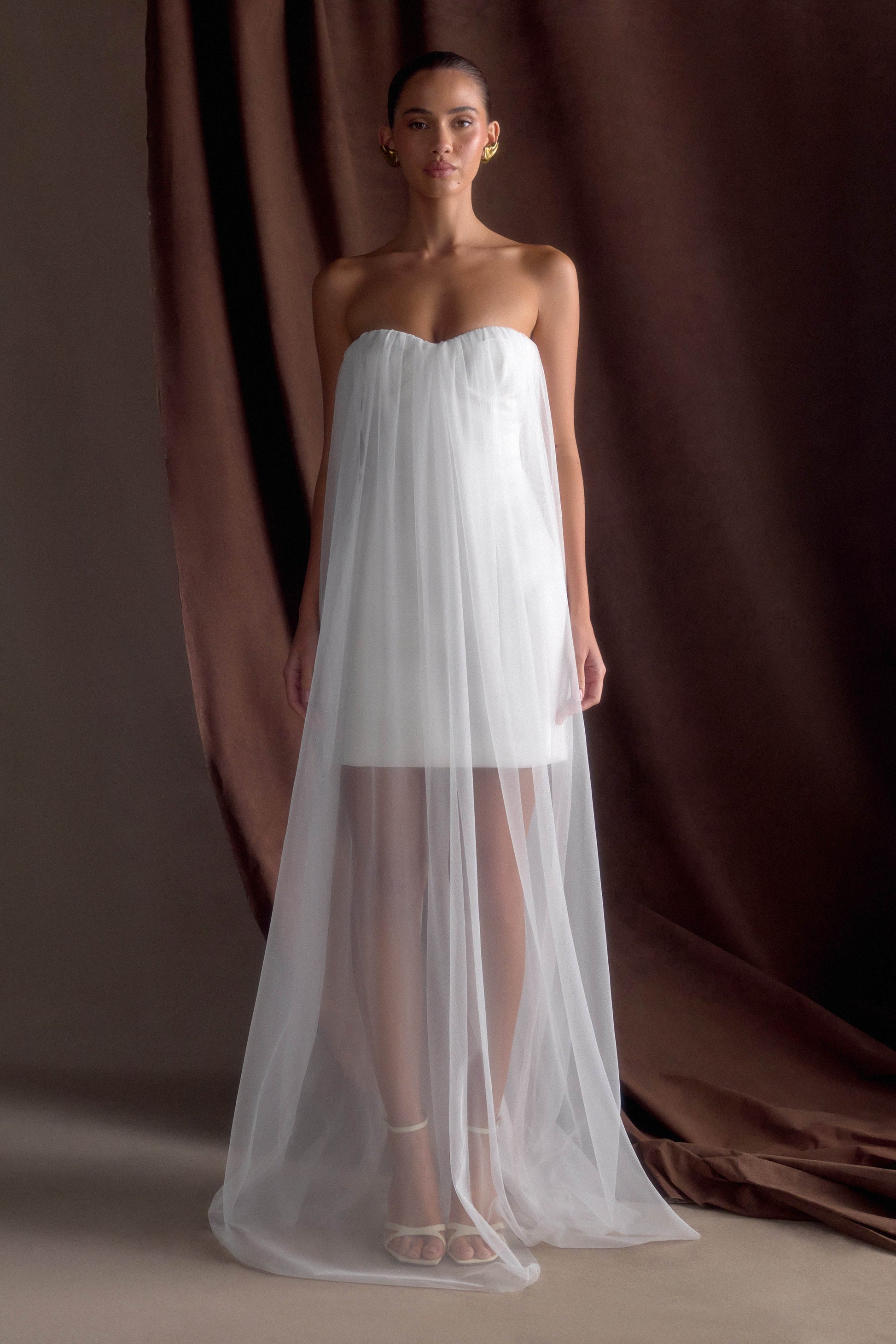 Bettany Chiffon Strapless Maxi Dress / White | MESHKI | XS Bettany Chiffon Strapless Maxi Dress / White | MESHKI | XS