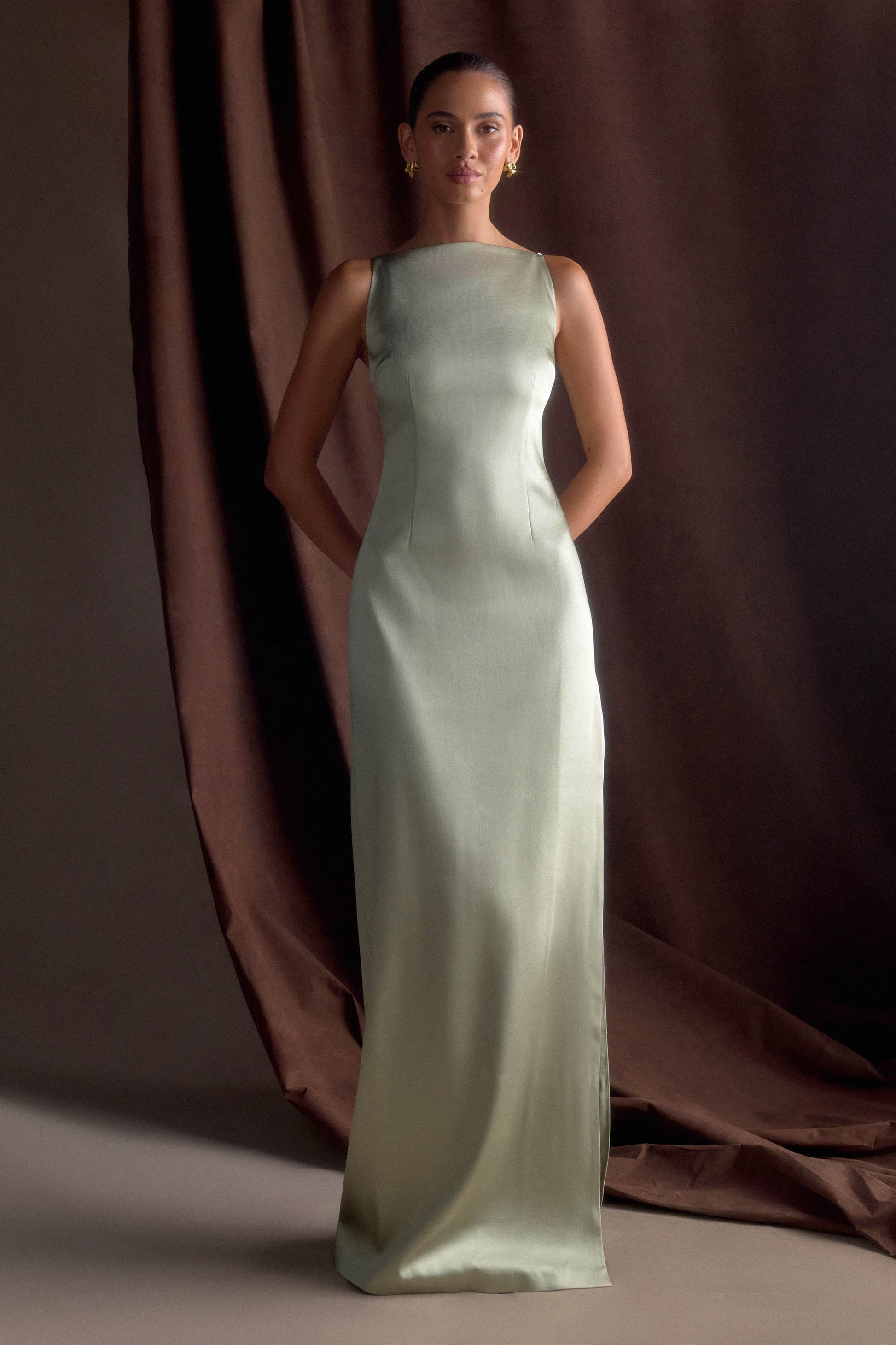monet sage fringe satin maxi dress 12th Tribe | Dresses | Monet Sage Fringe Satin Maxi Dress 2th Tribe