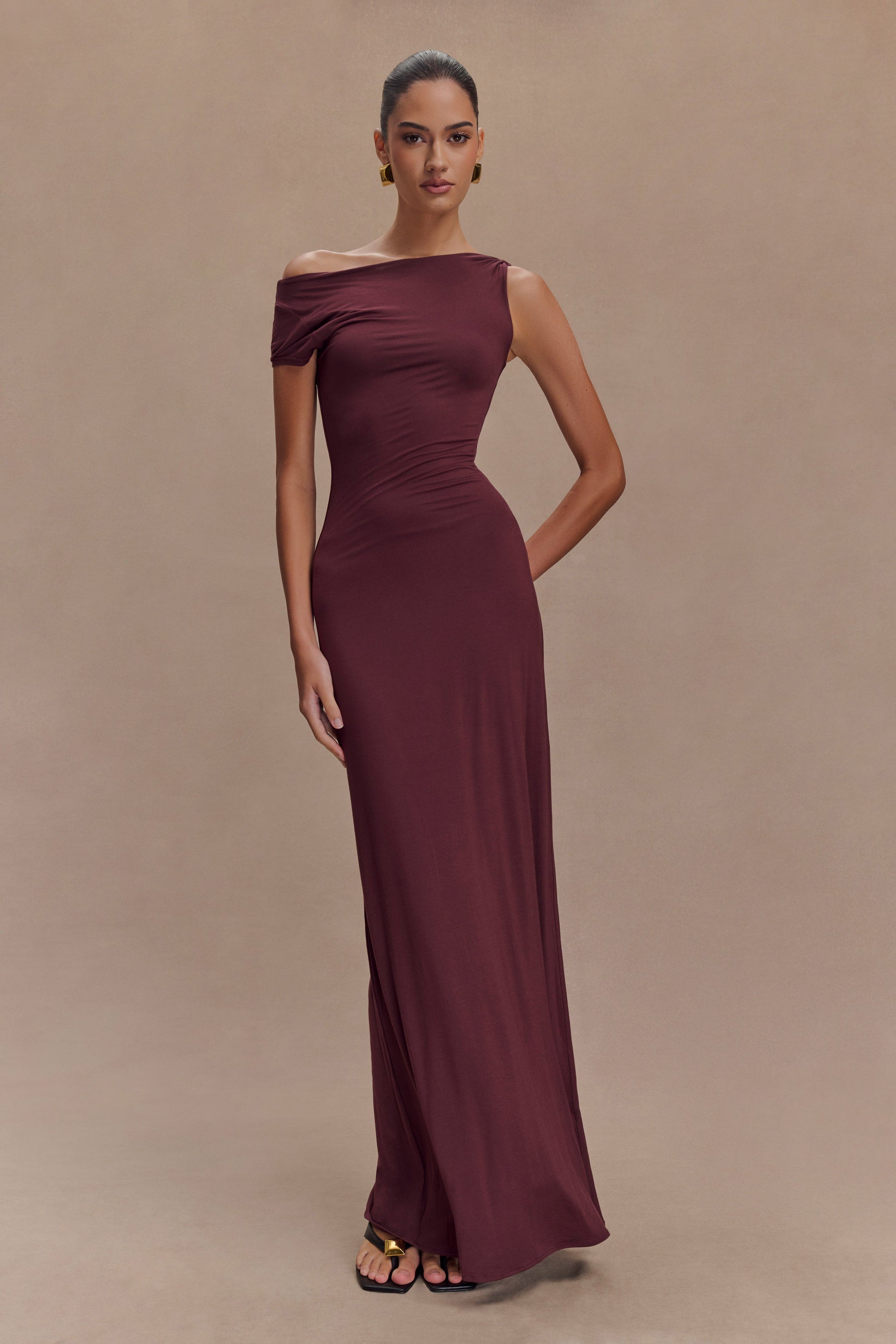 mahogany bridesmaid dress White Lace Off-the-shoulder Mahogany Bridesmaid Dress