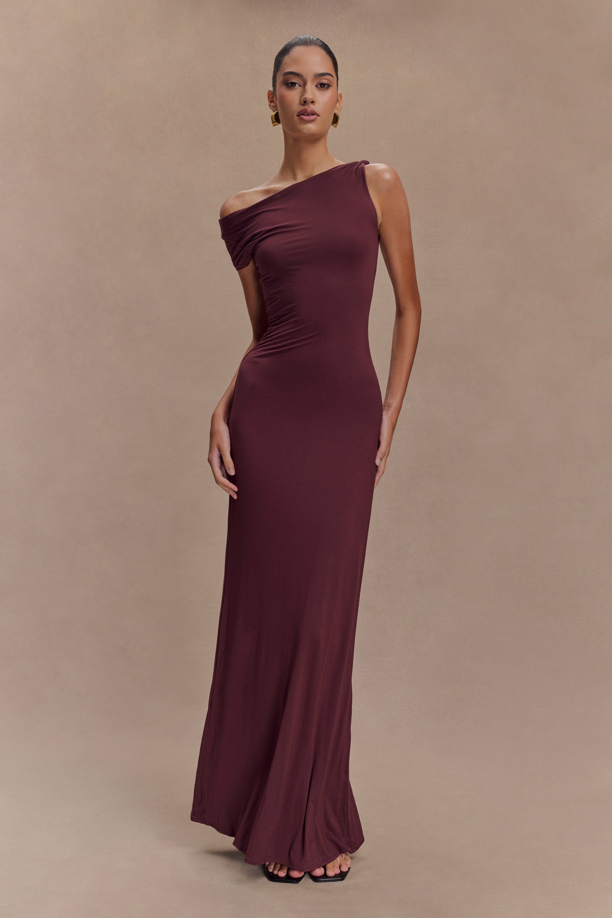 short maxi dress Tamsin Short Sleeve Modal Maxi Dress / Mahogany | MESHKI