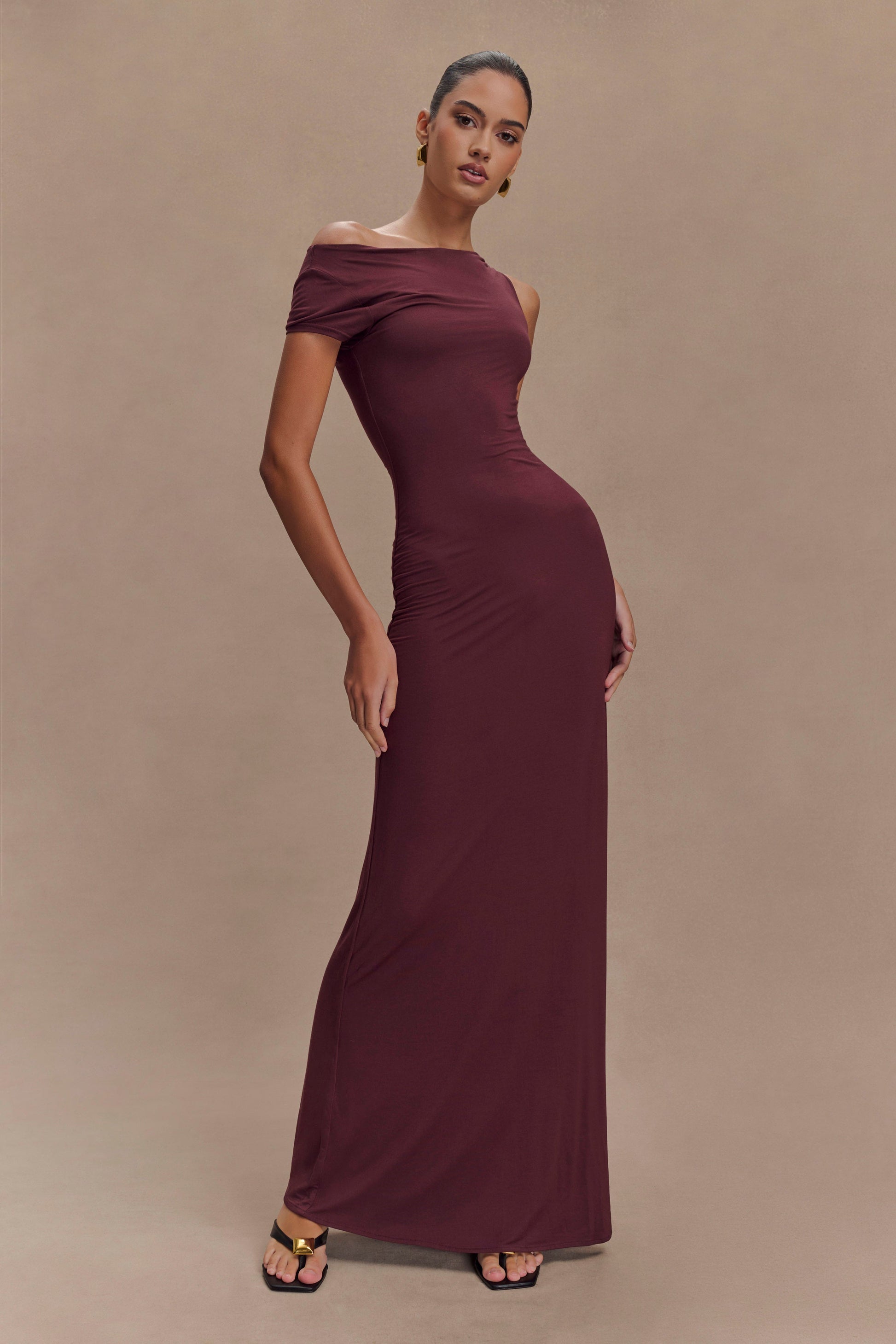 Tamsin Short Sleeve Modal Maxi Dress - Mahogany Tamsin Short Sleeve Modal Maxi Dress - Mahogany