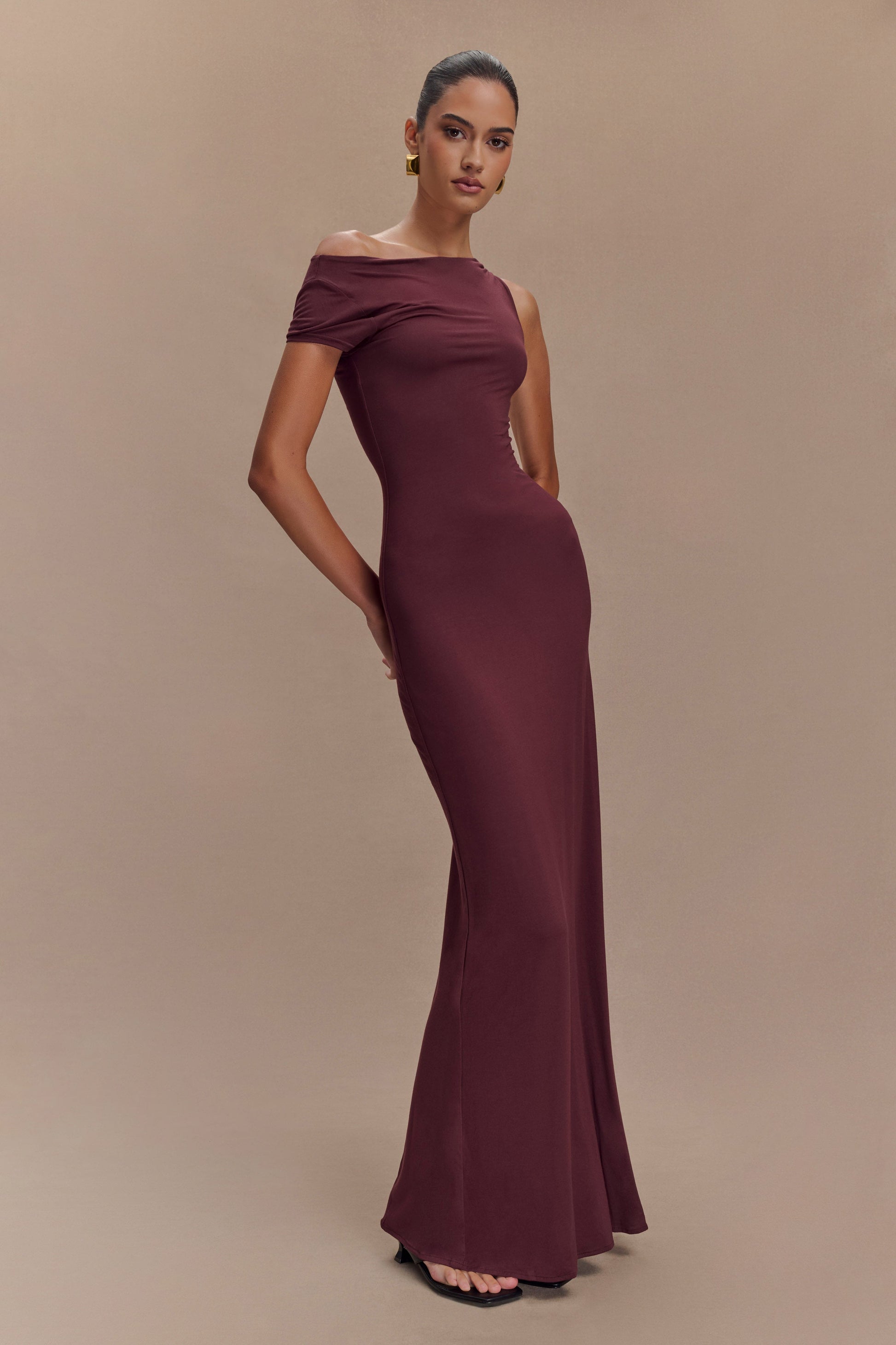 Tamsin Short Sleeve Modal Maxi Dress / Mahogany | MESHKI