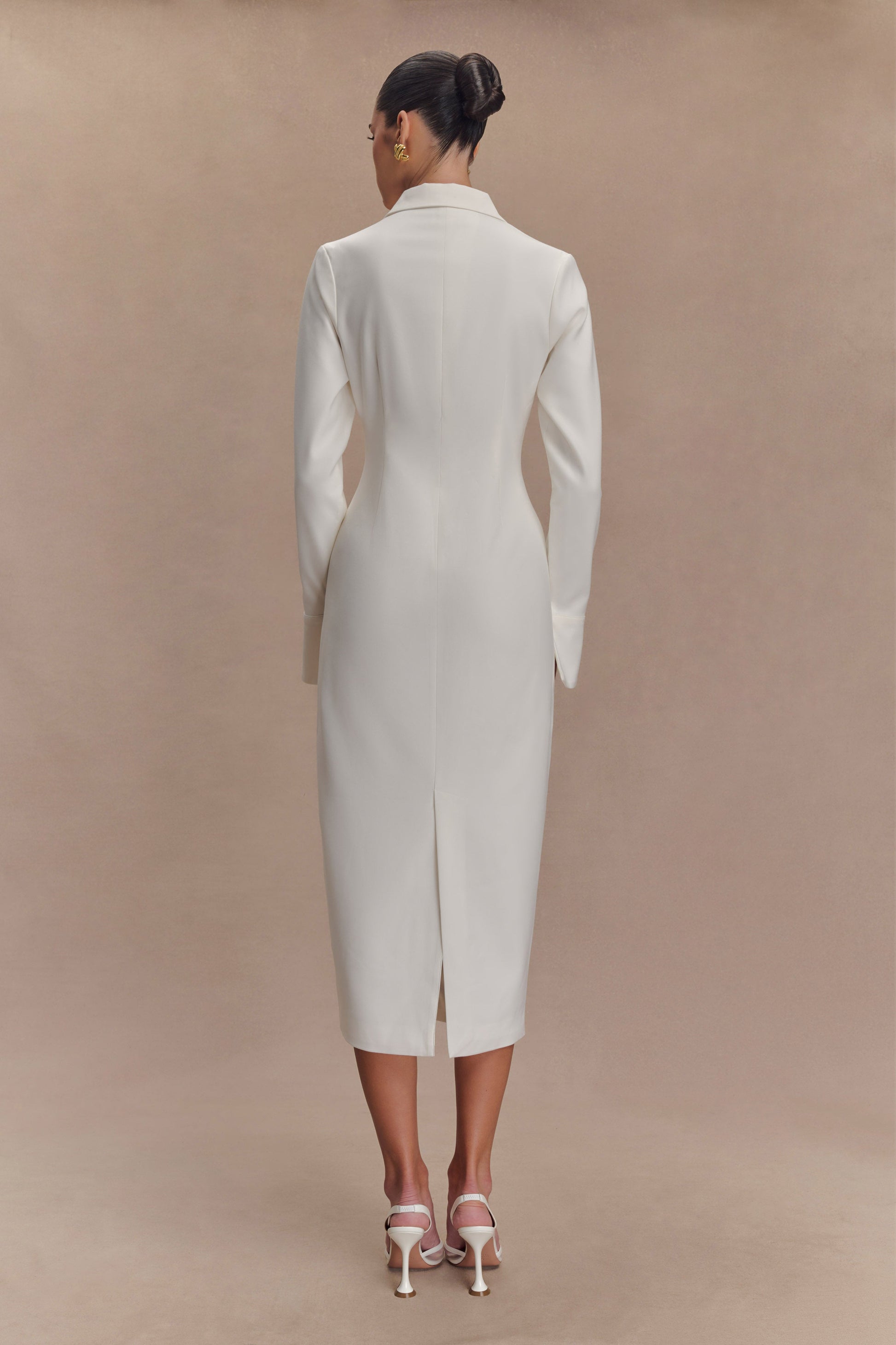 Dorian Fitted Shirt Midi Dress / White | MESHKI | XXS Dorian Fitted Shirt Midi Dress / White | MESHKI | XXS