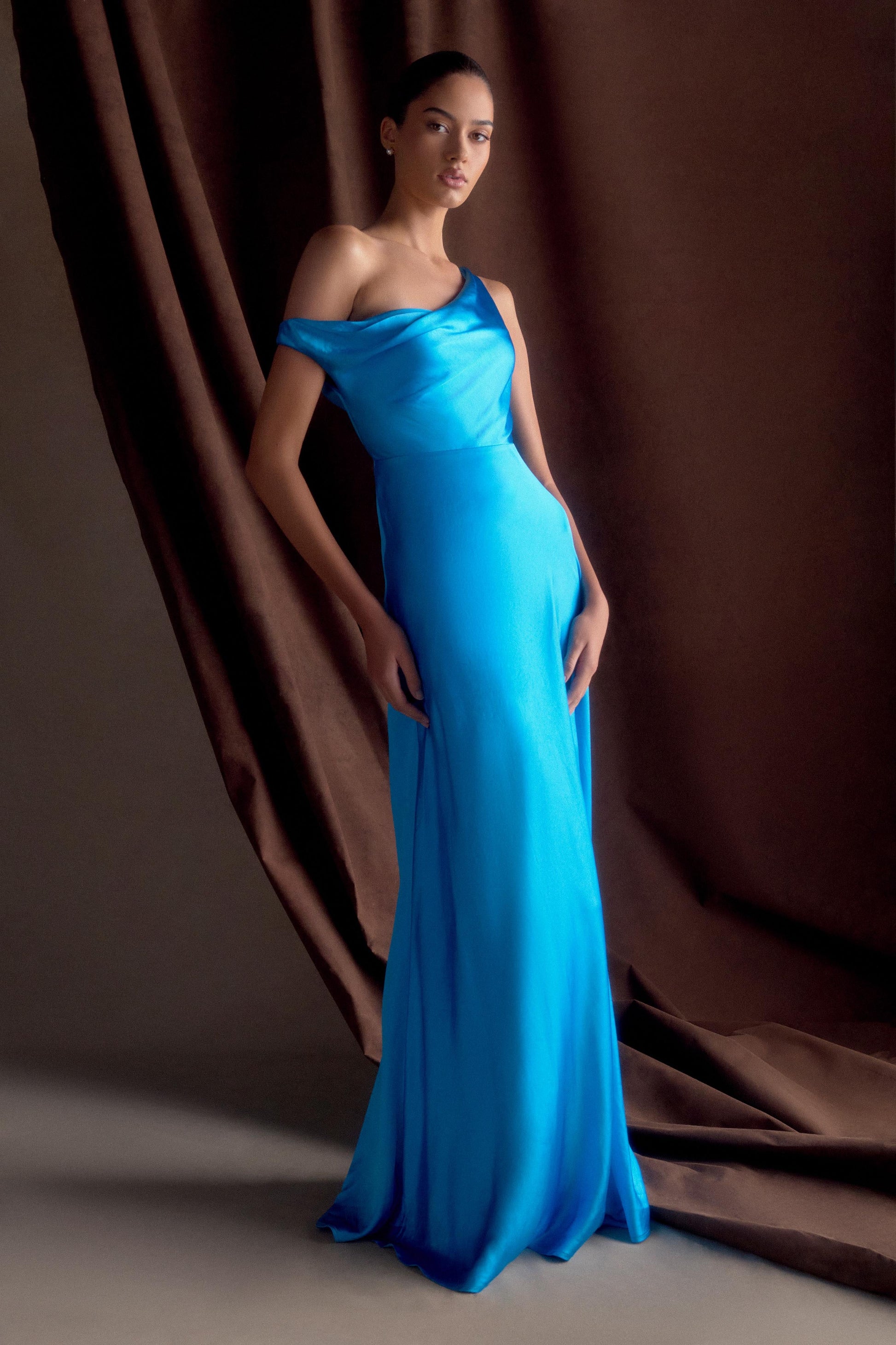 Jacinta One Shoulder Maxi Dress / Cyan Blue | Meshki | XXS Jacinta One Shoulder Maxi Dress / Cyan Blue | Meshki | XXS