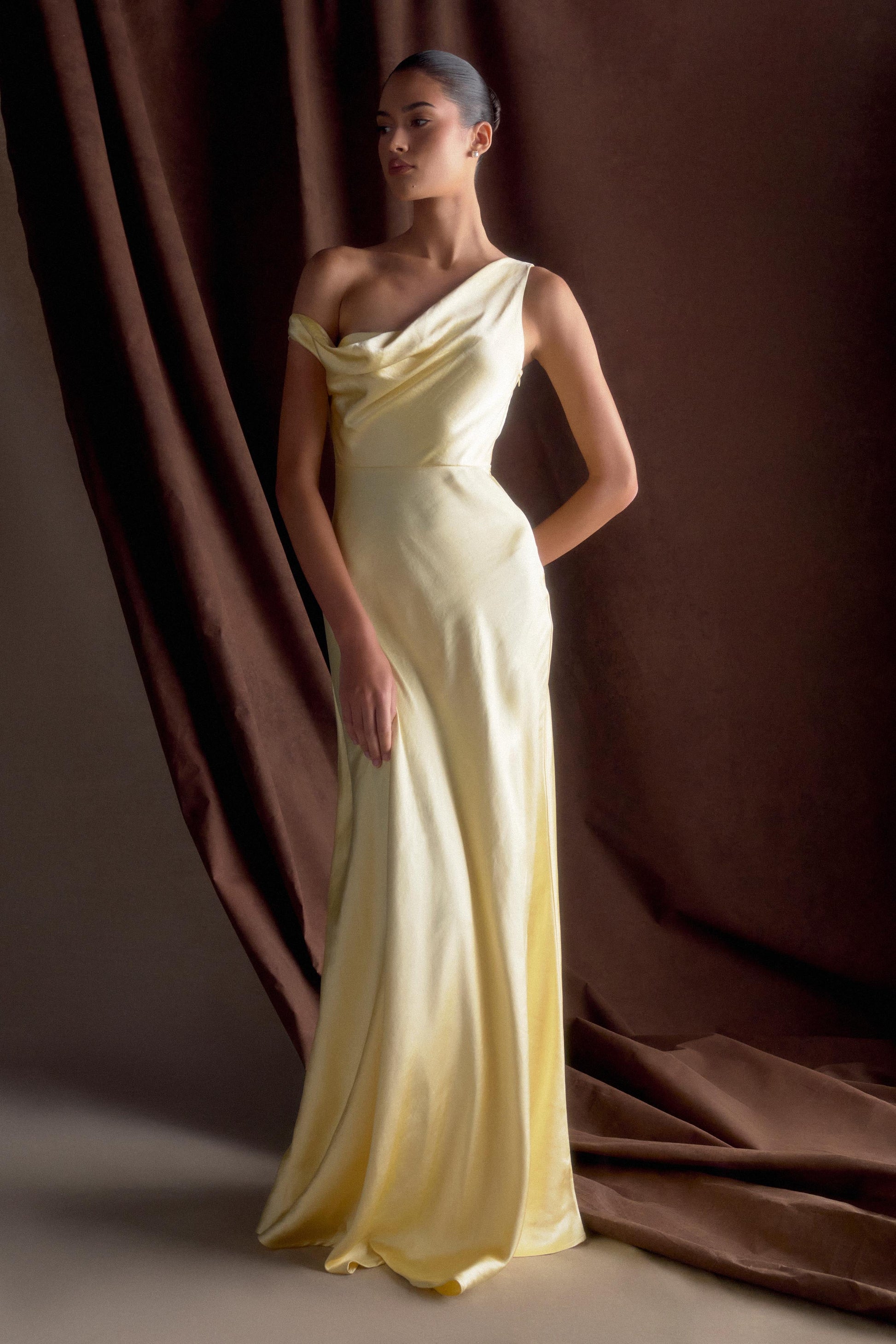 Jacinta One Shoulder Maxi Dress - Pastel Lemon | MESHKI US Jacinta One Shoulder Maxi Dress - Pastel Lemon | MESHKI US