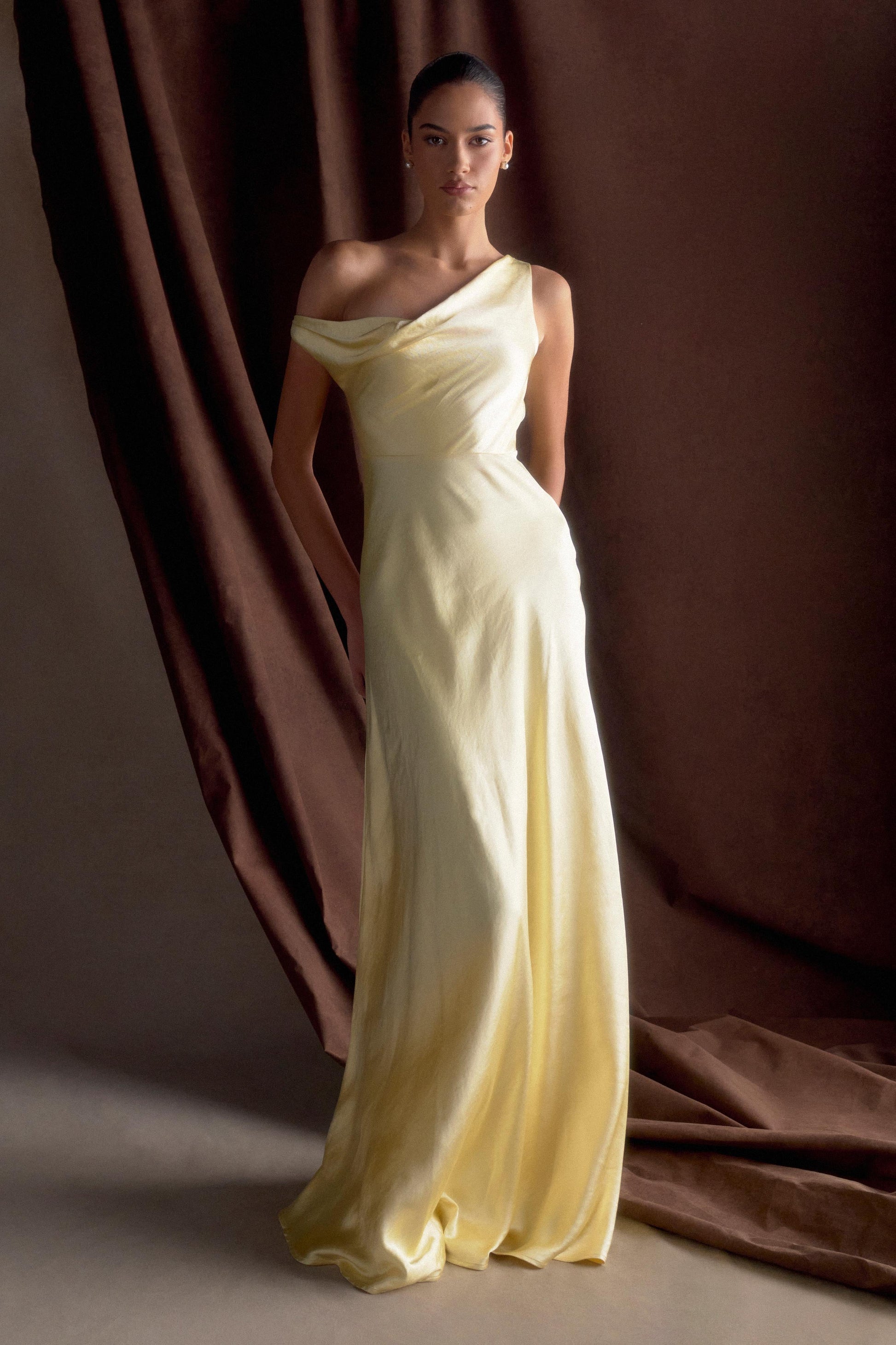Jacinta One Shoulder Maxi Dress / Pastel Lemon | MESHKI | XS Jacinta One Shoulder Maxi Dress / Pastel Lemon | MESHKI | XS
