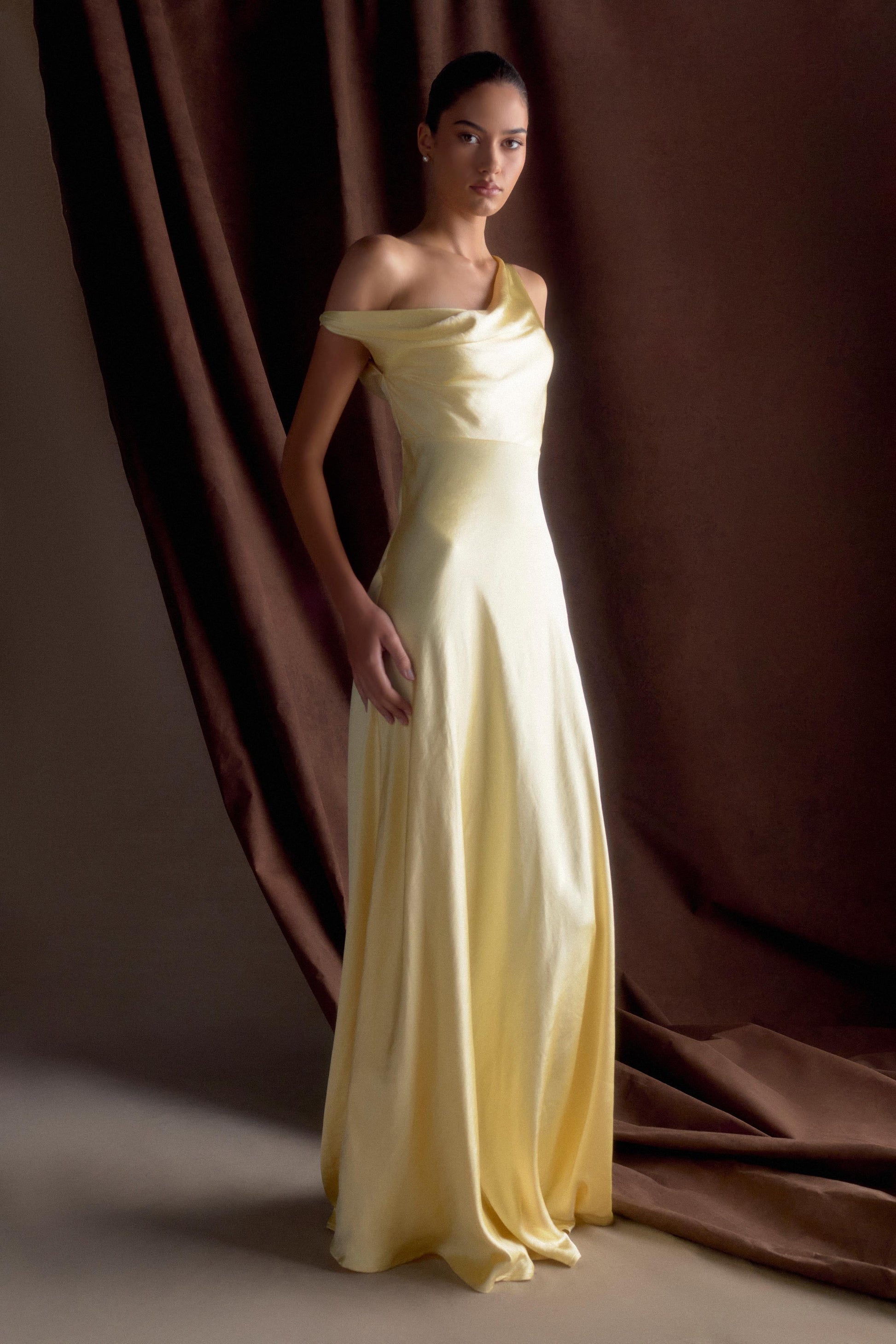 Jacinta One Shoulder Maxi Dress / Pastel Lemon | MESHKI Jacinta One Shoulder Maxi Dress / Pastel Lemon | MESHKI
