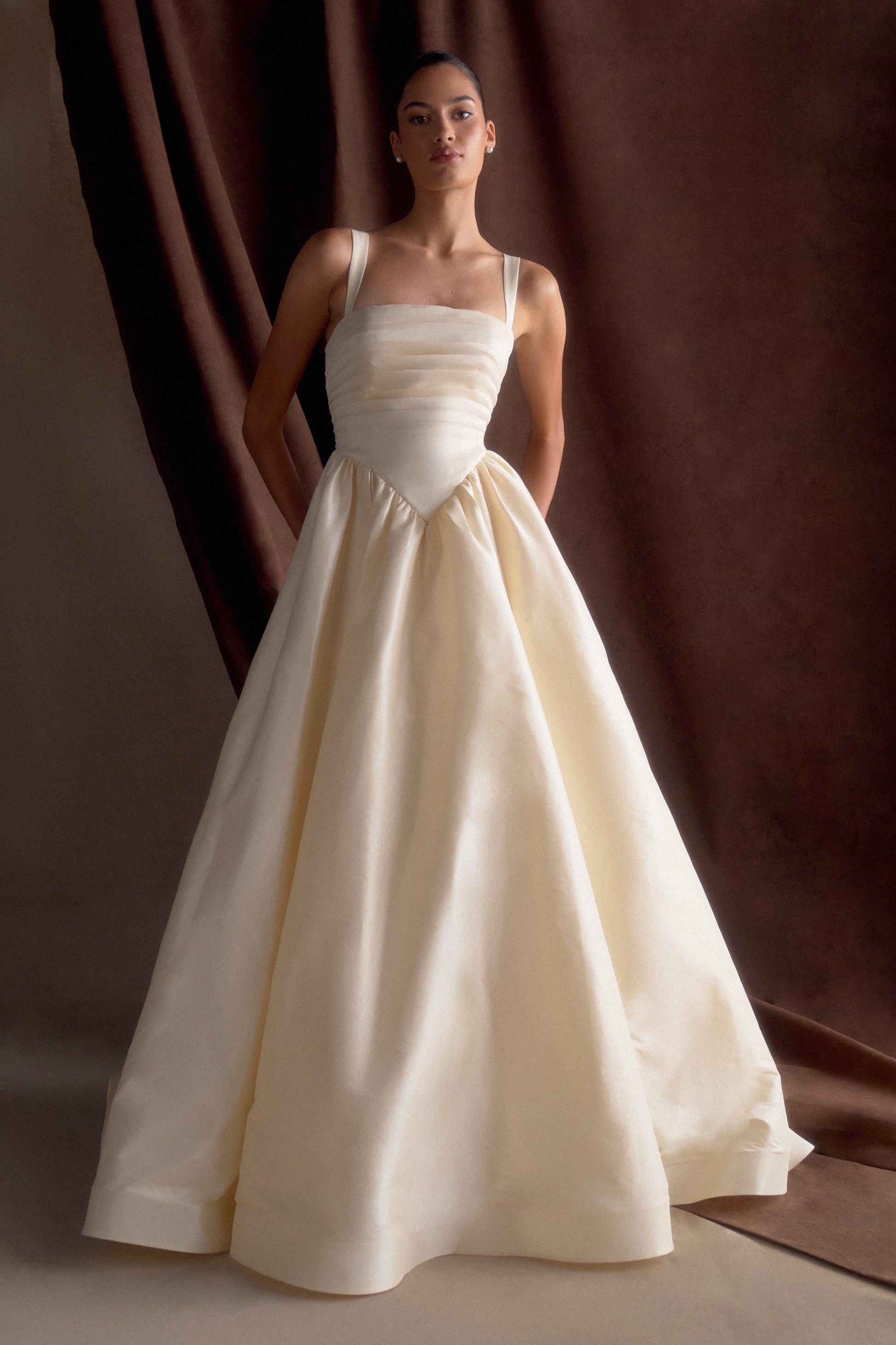 Carla Ruched Gown / Cream Ivory | Meshki | XXS Carla Ruched Gown / Cream Ivory | Meshki | XXS