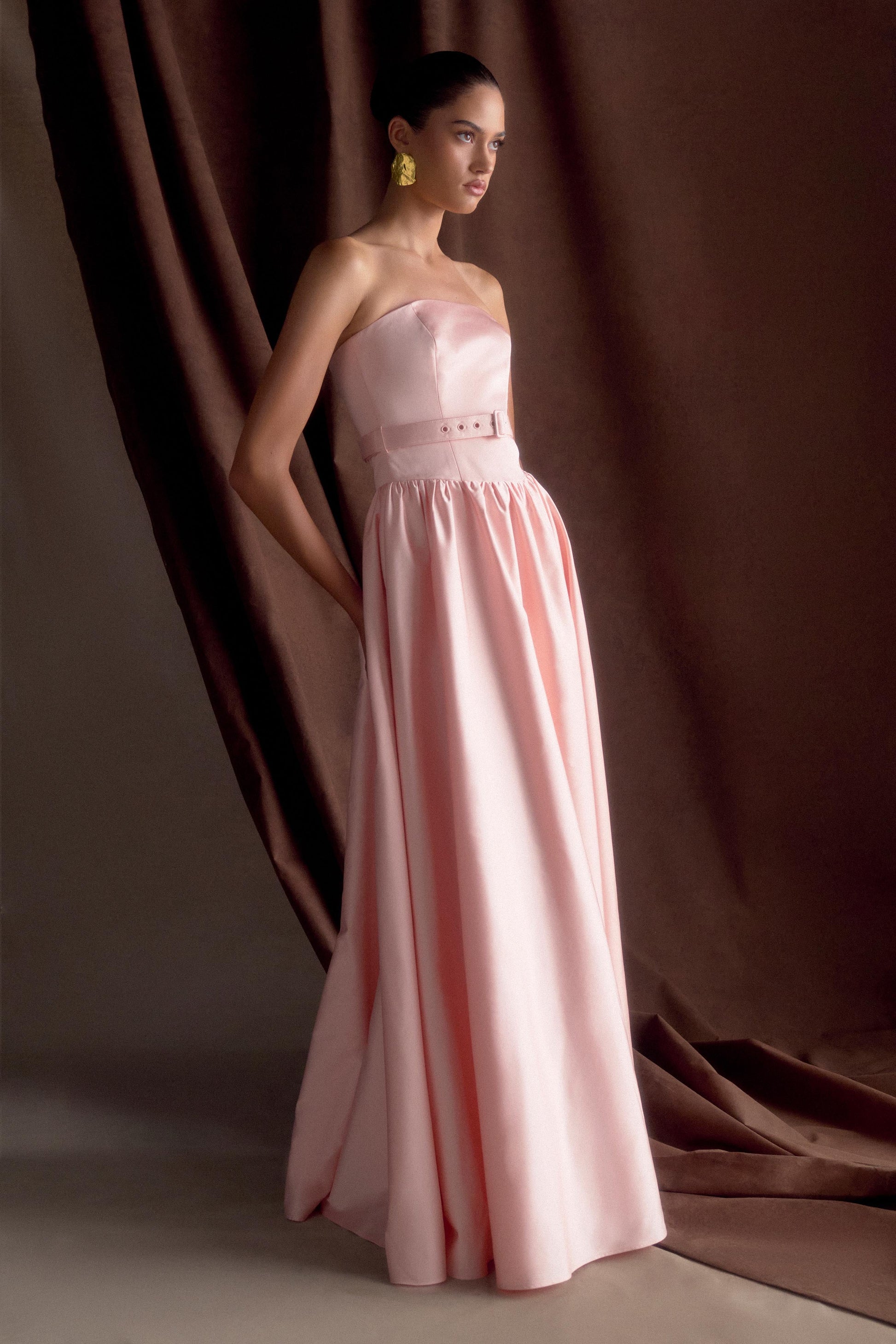 Florence Strapless Belted Maxi Dress / Baby Pink | MESHKI | 3XL Florence Strapless Belted Maxi Dress / Baby Pink | MESHKI | 3XL