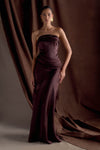 Jasmine Strapless Satin Maxi Dress - Dark Chocolate