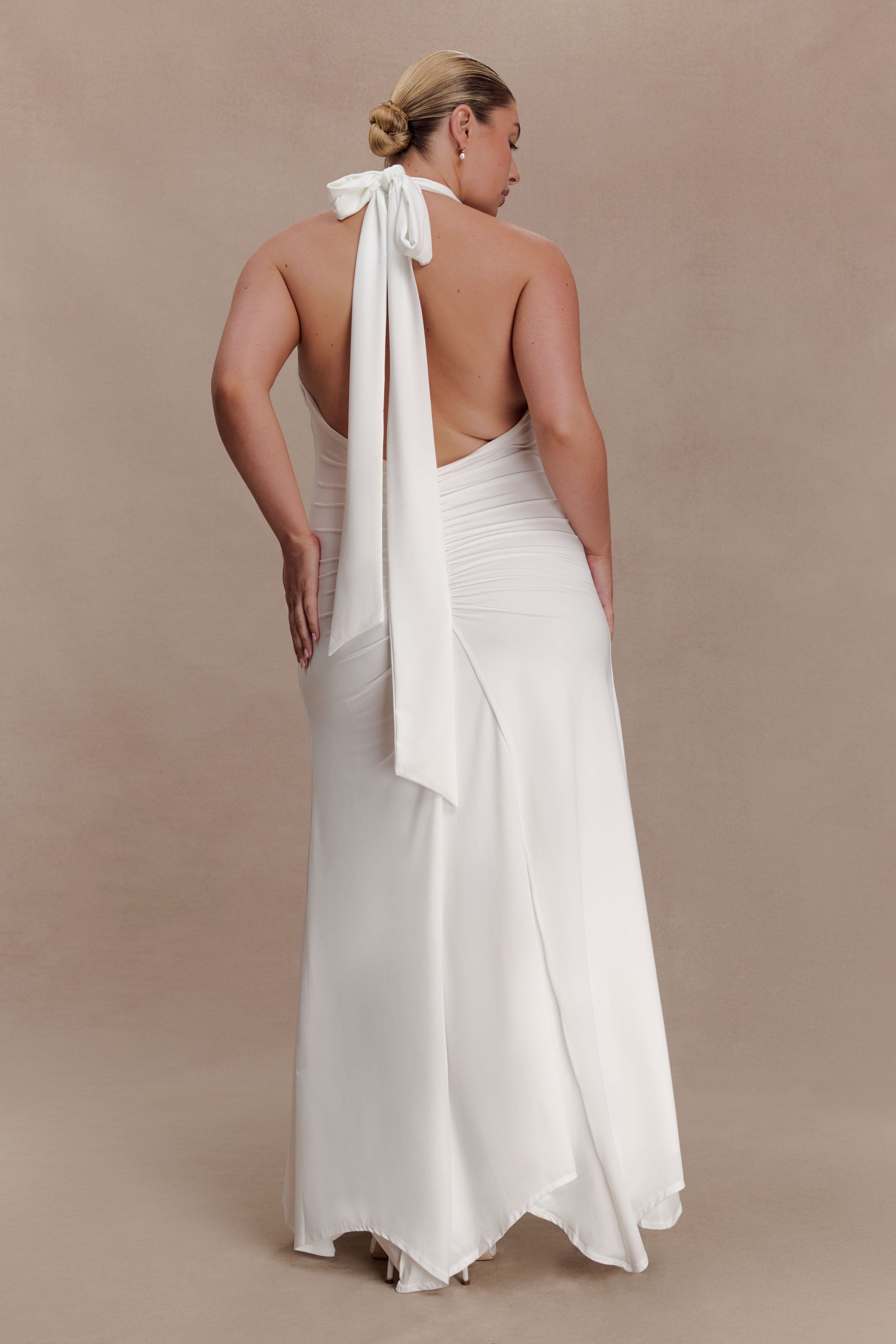 Juliet Slinky Maxi Dress With Scarf / White | MESHKI | M Juliet Slinky Maxi Dress With Scarf / White | MESHKI | M