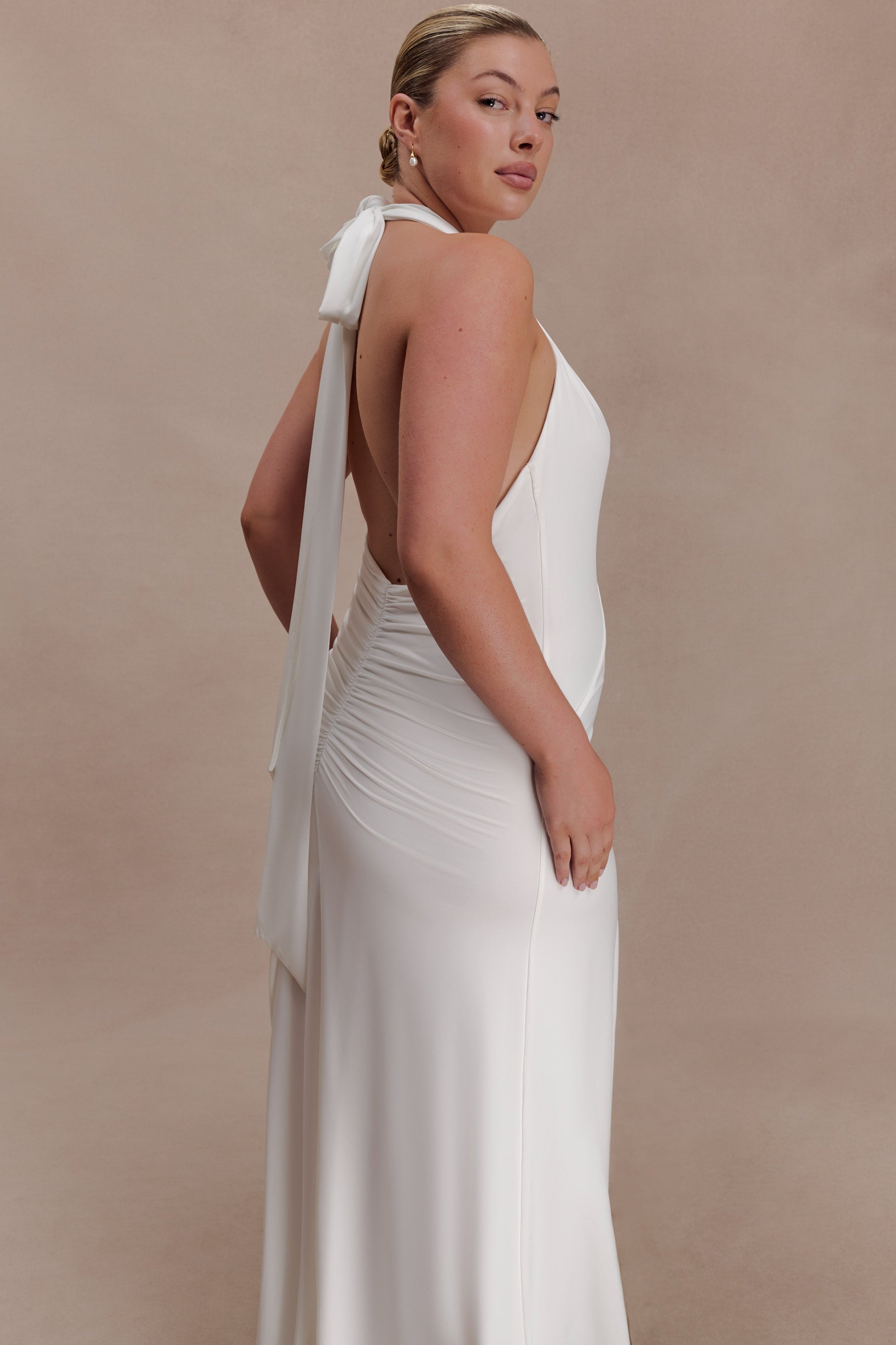 Juliet Slinky Maxi Dress With Scarf - White #6