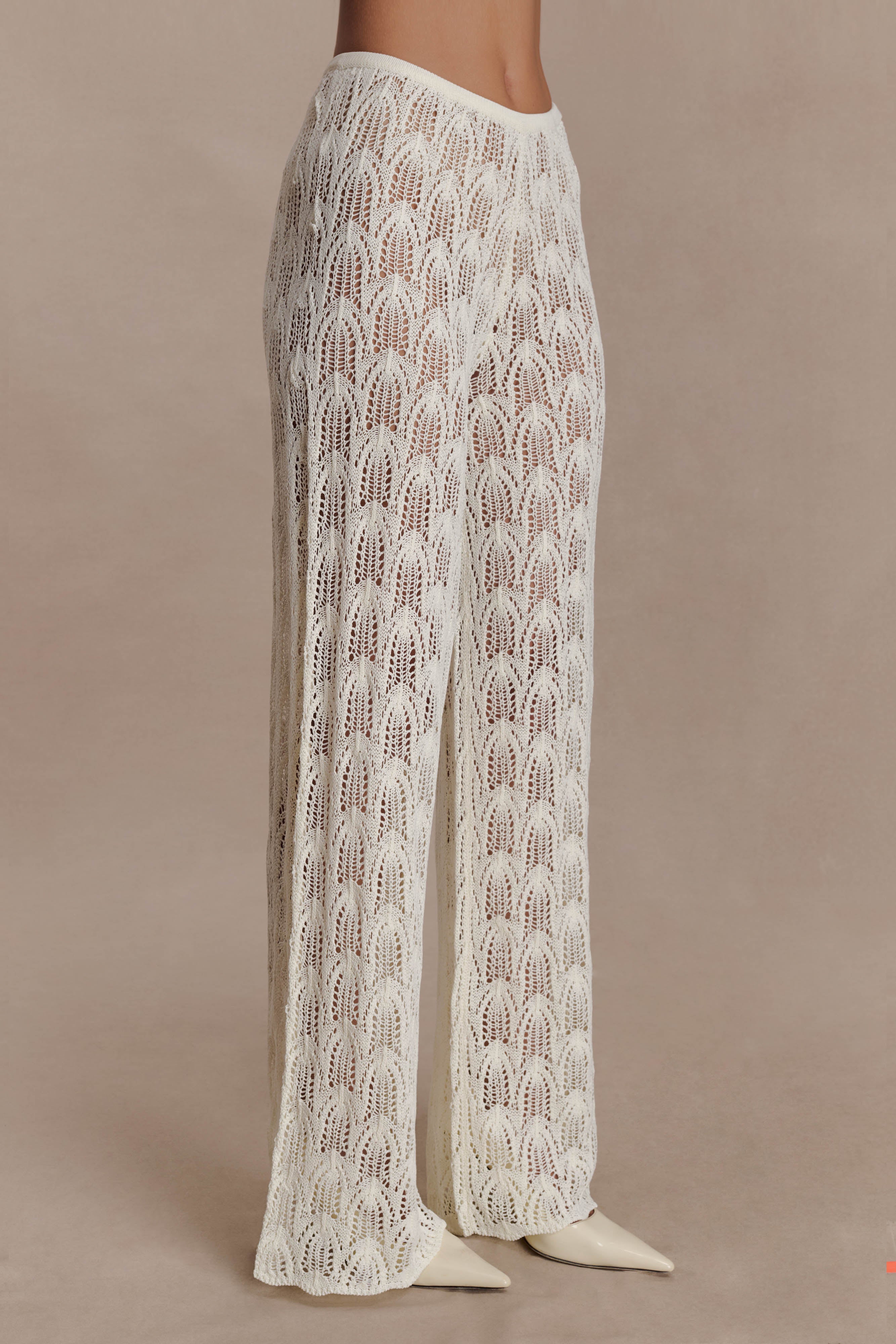 パンツ Ribbon and stone front open tulle pants THE WIDE LEG OPEN-SIDE PANT in BLACK SORRENTO GAUZE – Lisa Marie