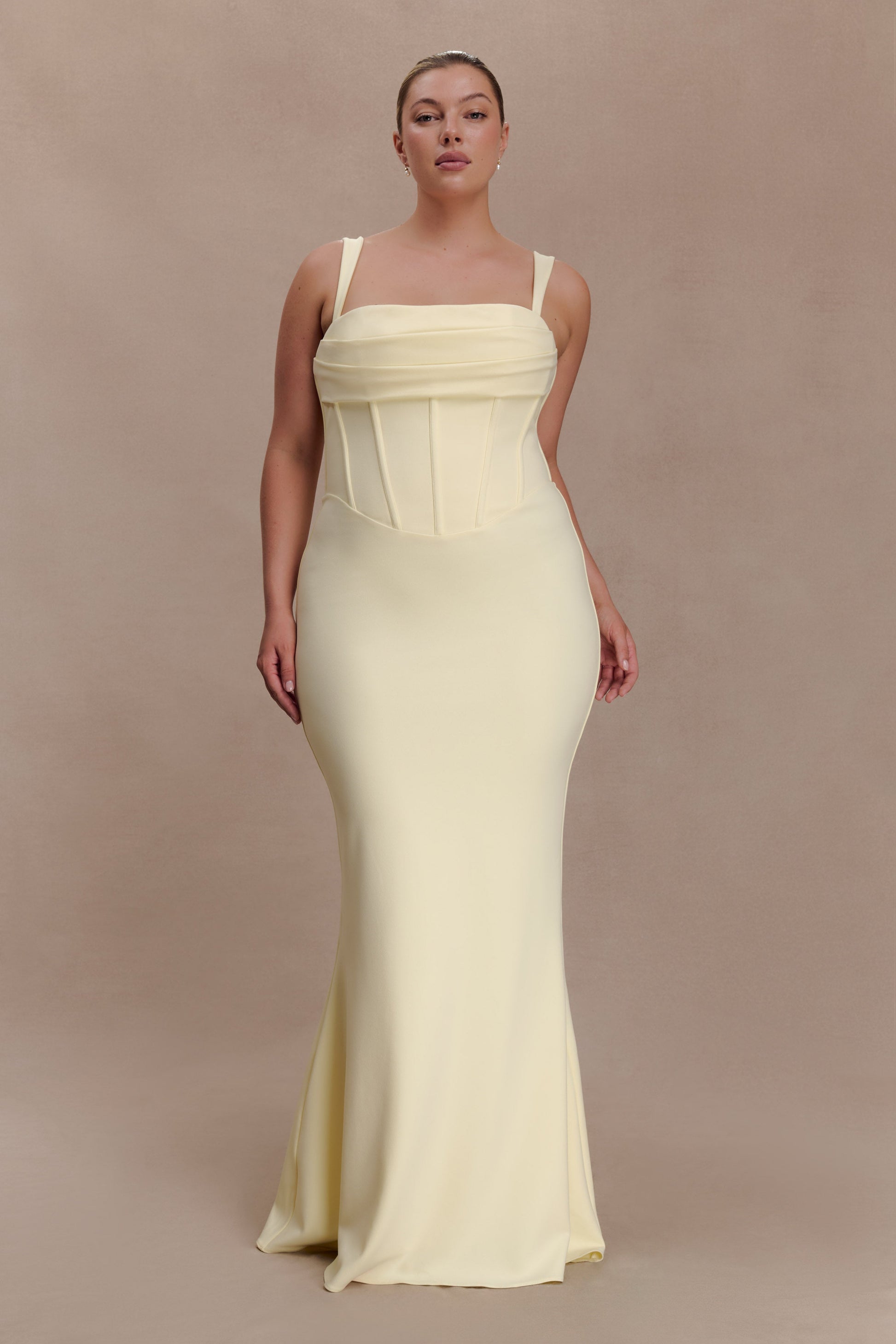 Luella Crepe Corset Maxi Dress / Lemon | MESHKI | L Luella Crepe Corset Maxi Dress / Lemon | MESHKI | L