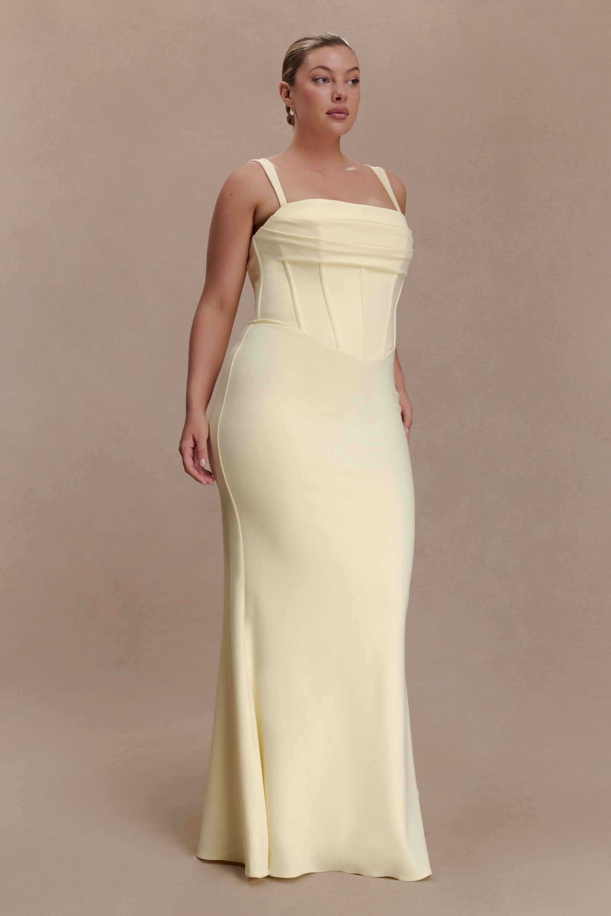 Luella Crepe Corset Maxi Dress - Lemon | MESHKI US Luella Crepe Corset Maxi Dress - Lemon | MESHKI US