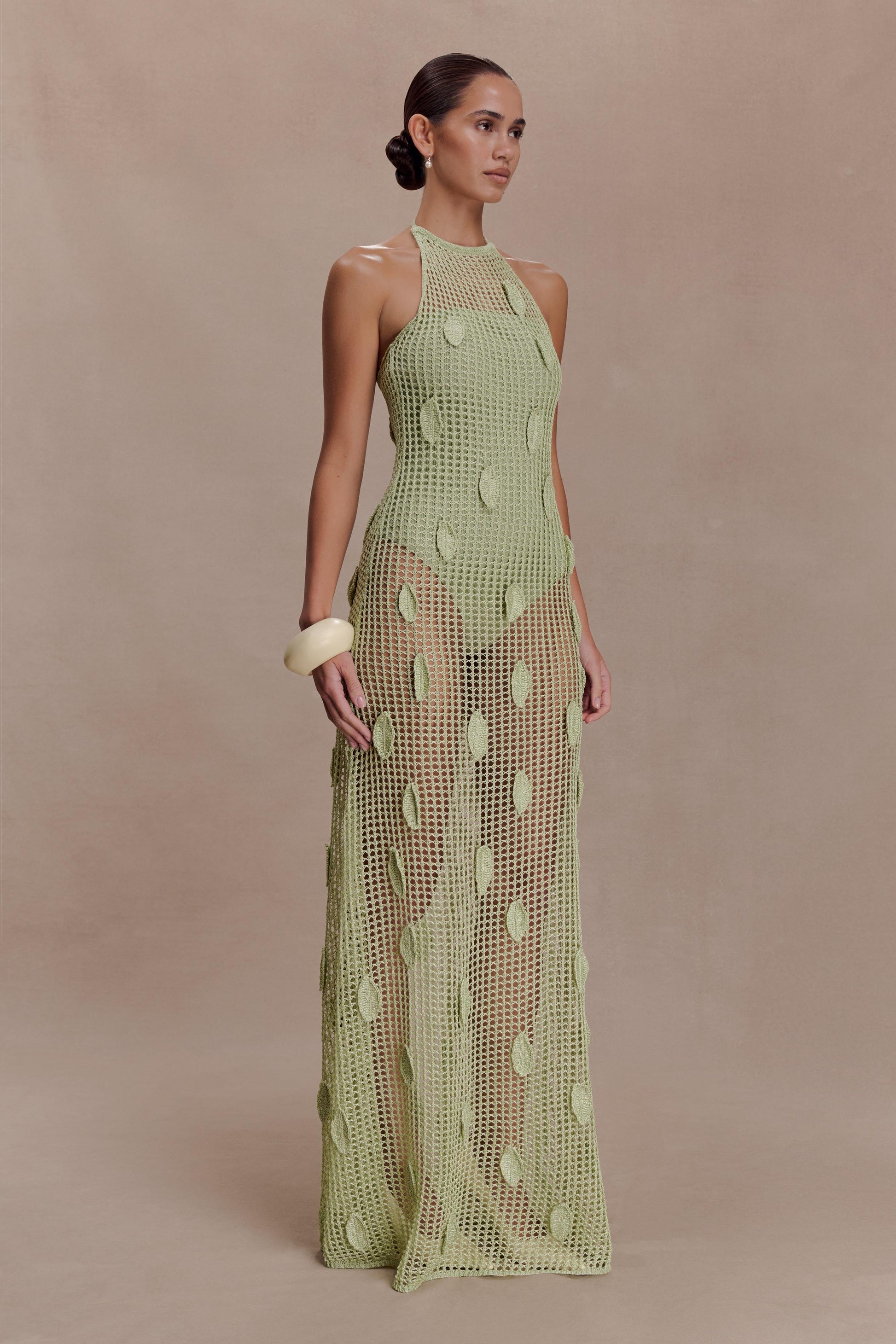 pastel crochet dress Shop Elle Crochet Green/Pink Dress