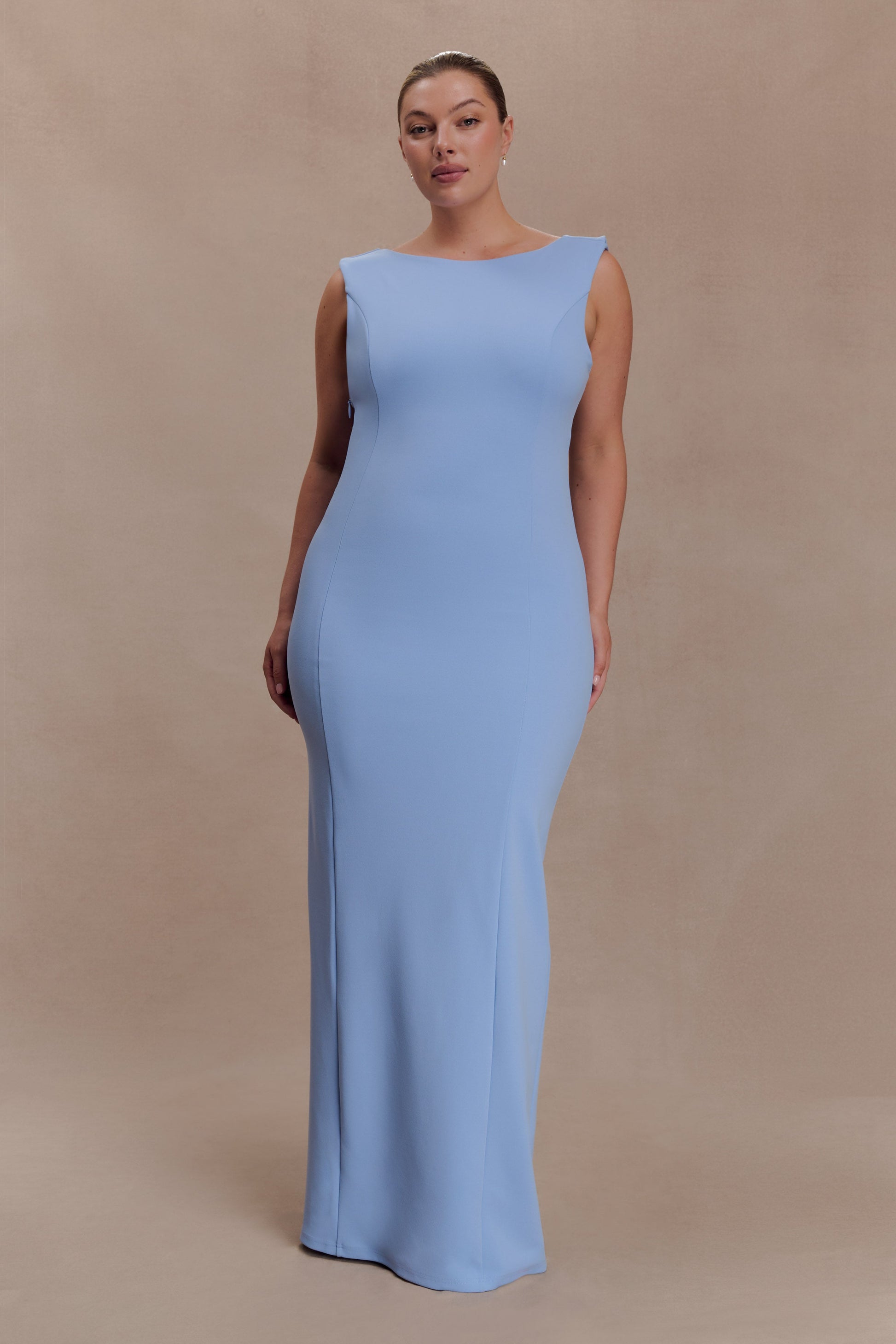 Galilea Crepe Draped Maxi Dress - Cornflower Blue #2