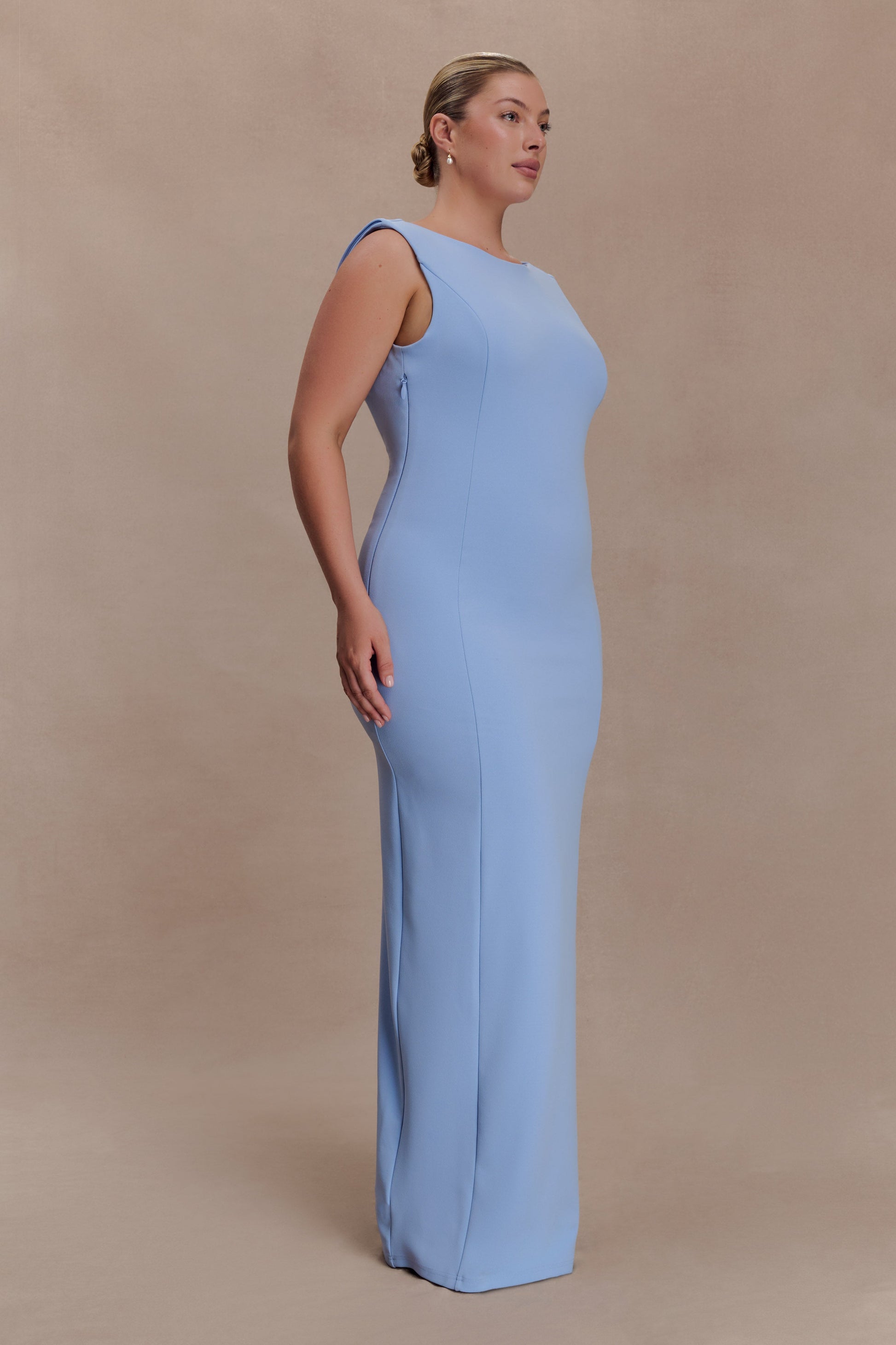 Galilea Crepe Draped Maxi Dress - Cornflower Blue #4