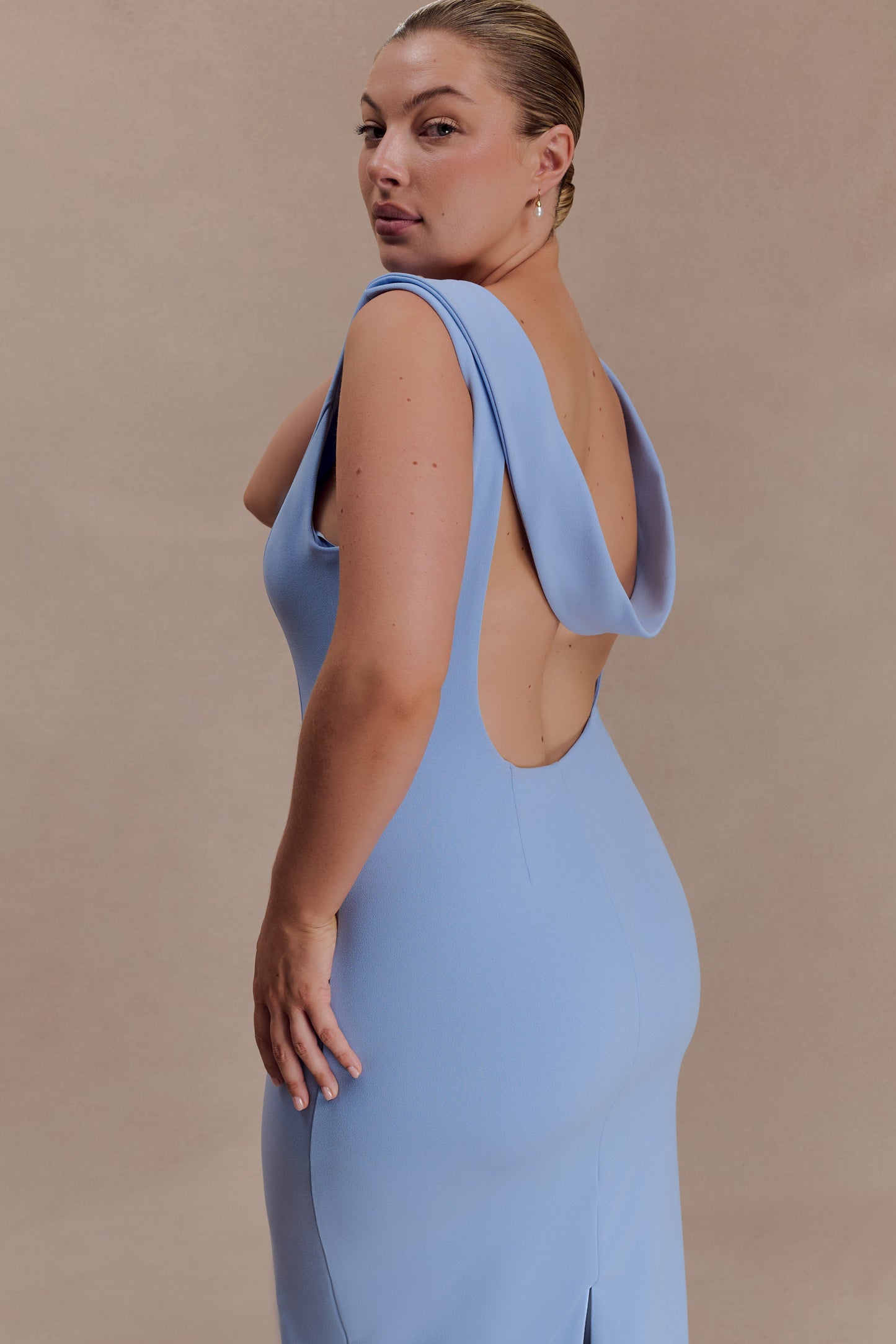 Galilea Crepe Draped Maxi Dress - Cornflower Blue