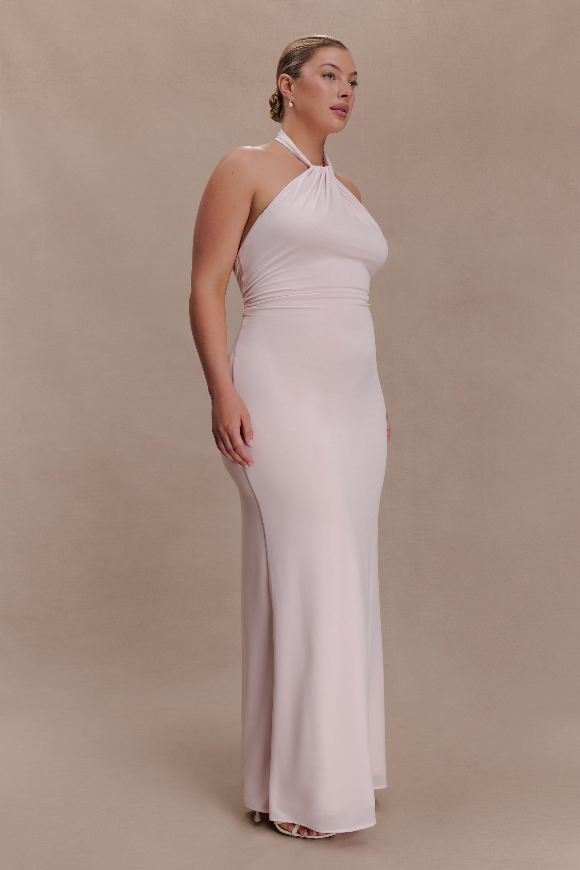 Elyna Slinky Halter Maxi Dress - Pale Pink #4