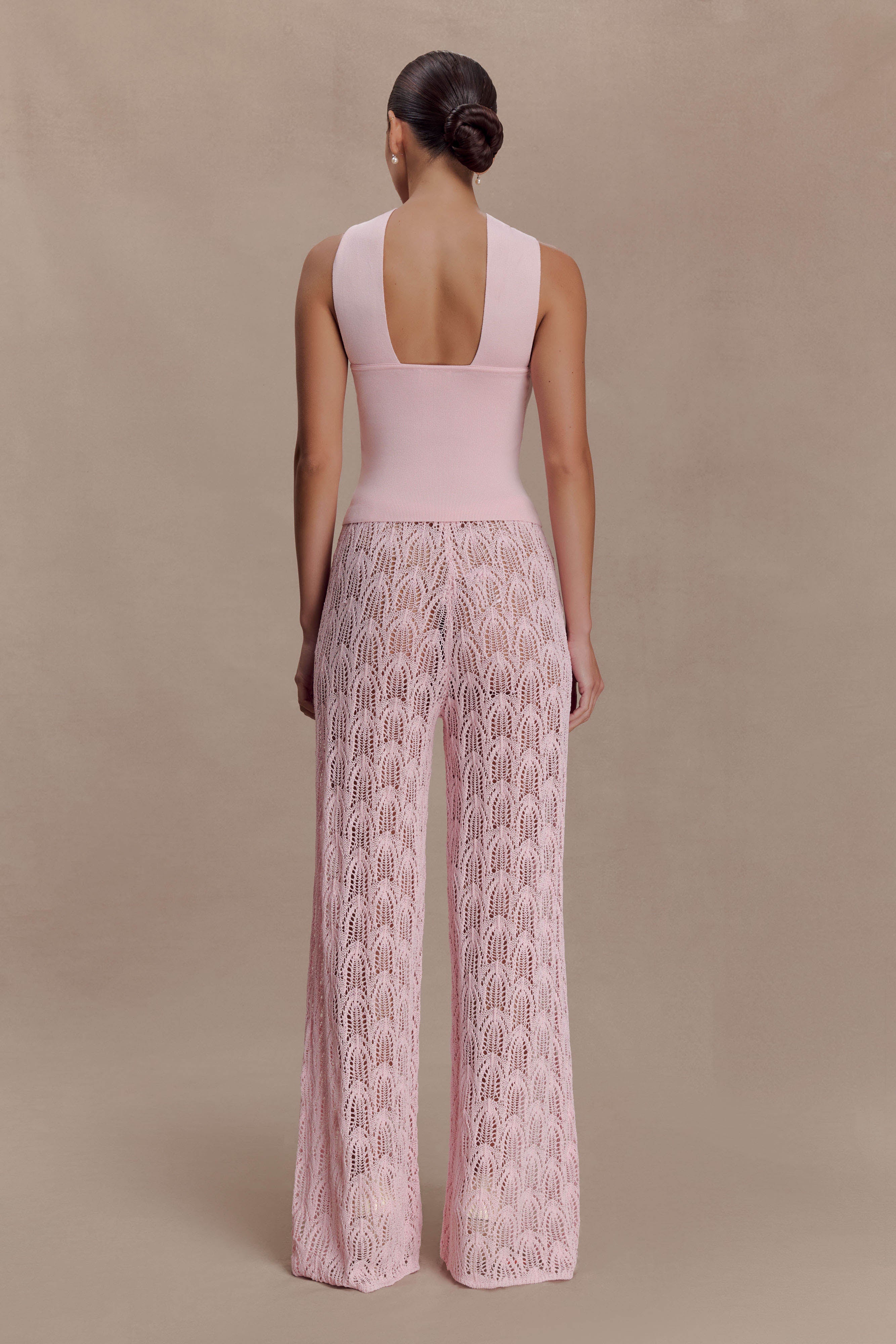 Angelika Twist Front Knit Top - Baby Pink | MESHKI US