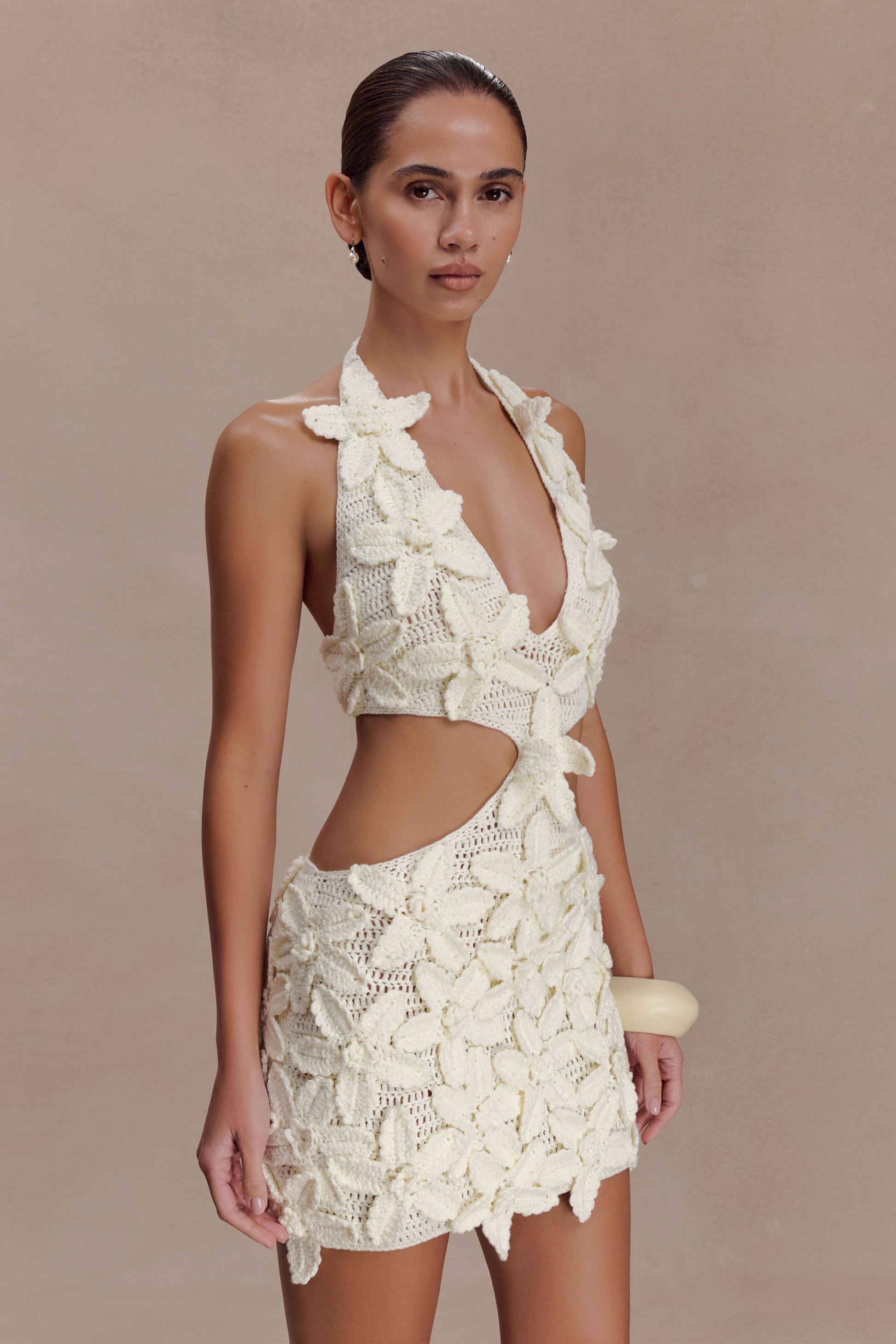 Jaylene Floral Crochet Mini Dress - White | MESHKI US Jaylene Floral Crochet Mini Dress - White | MESHKI US