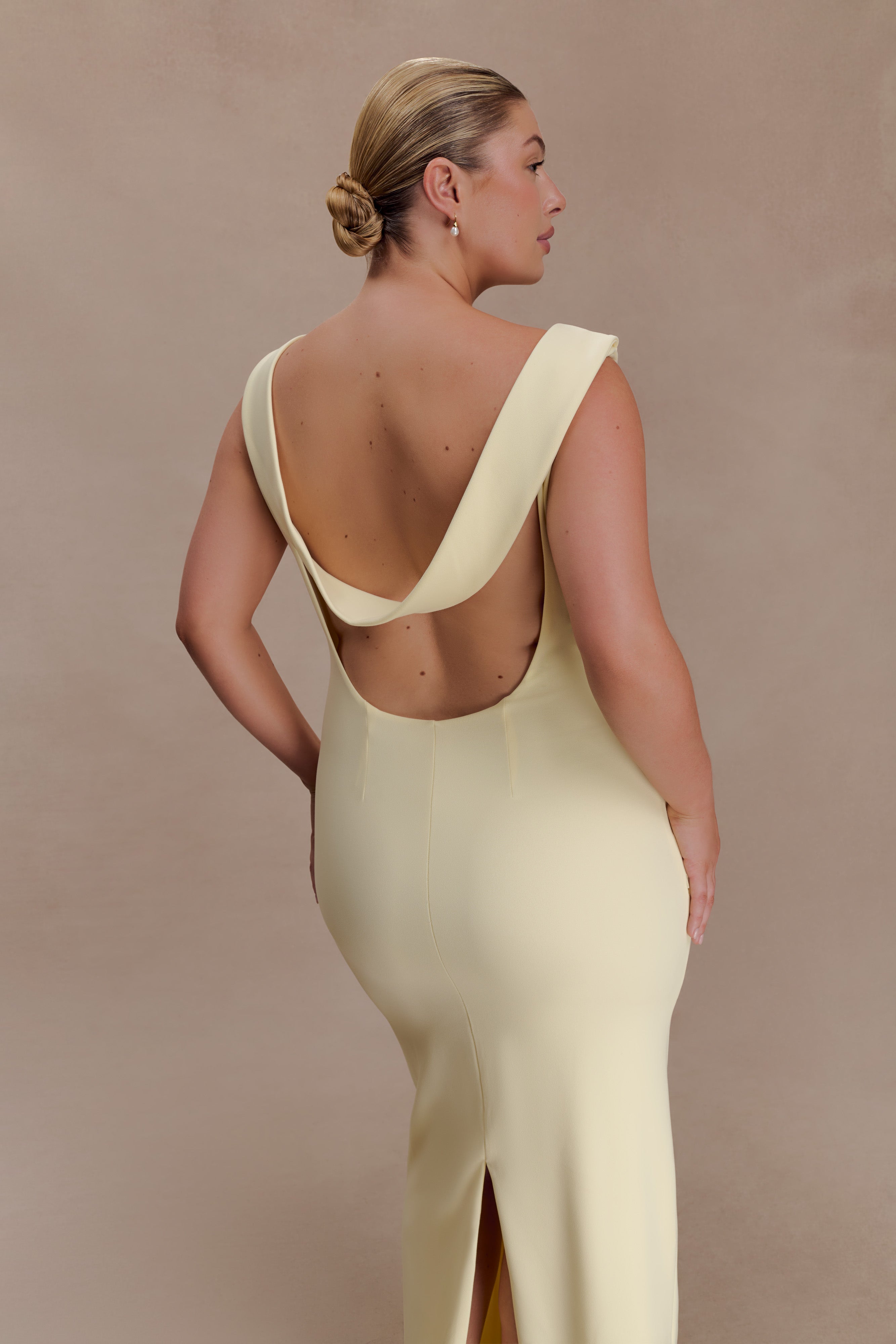 Galilea Crepe Draped Maxi Dress - Lemon | MESHKI US