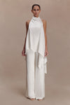 Sydney Asymmetrical Satin Halter Top - Ivory