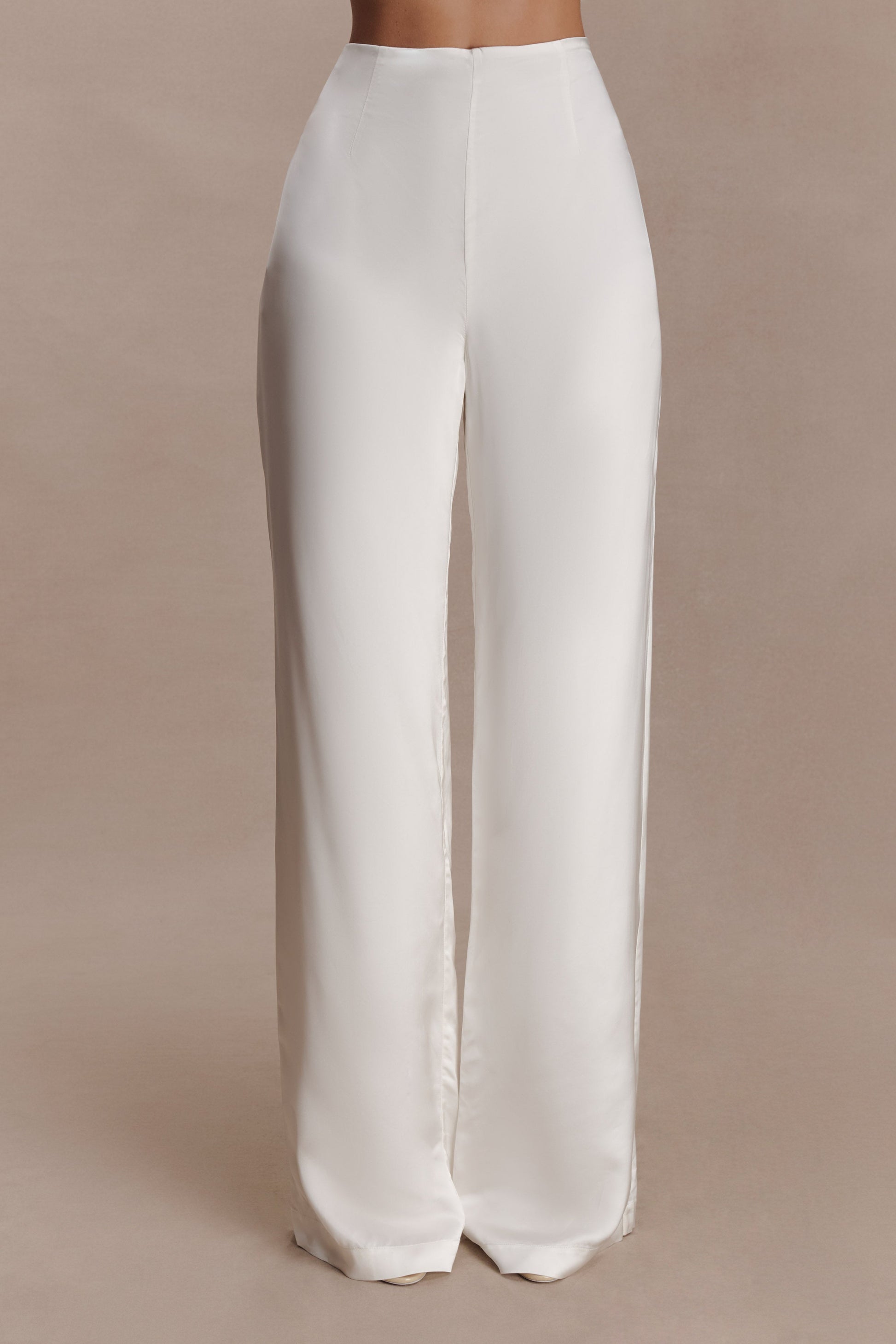 Sydney Straight Leg Satin Pants / Ivory | MESHKI Sydney Straight Leg Satin Pants / Ivory | MESHKI