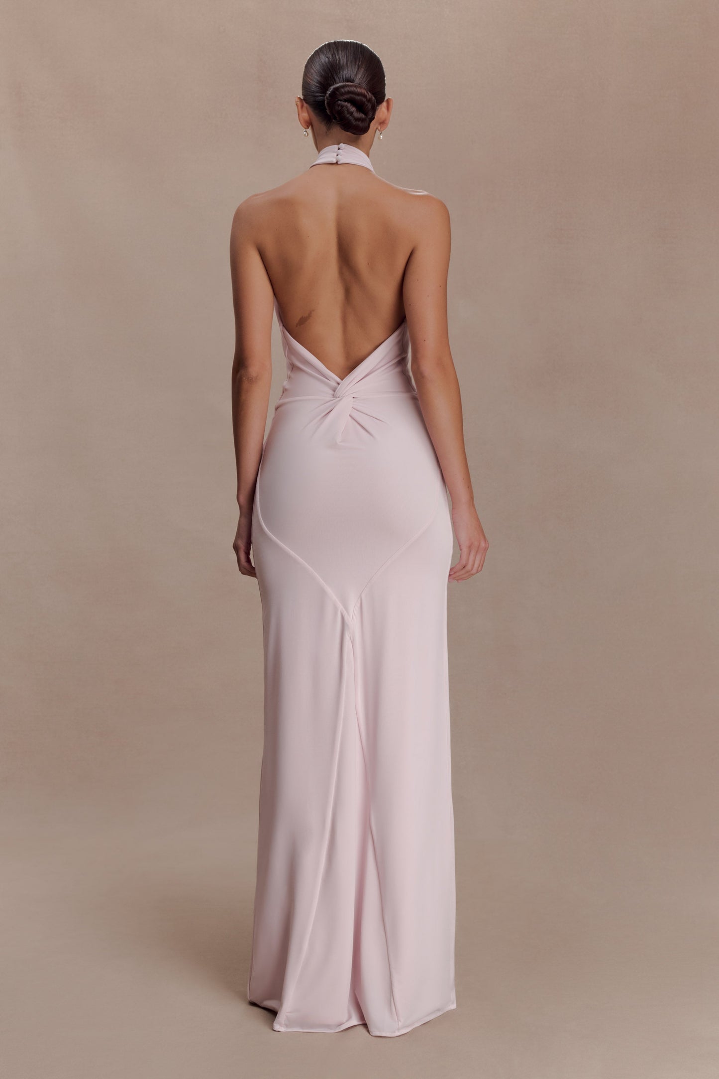 Elyna Slinky Halter Maxi Dress - Pale Pink