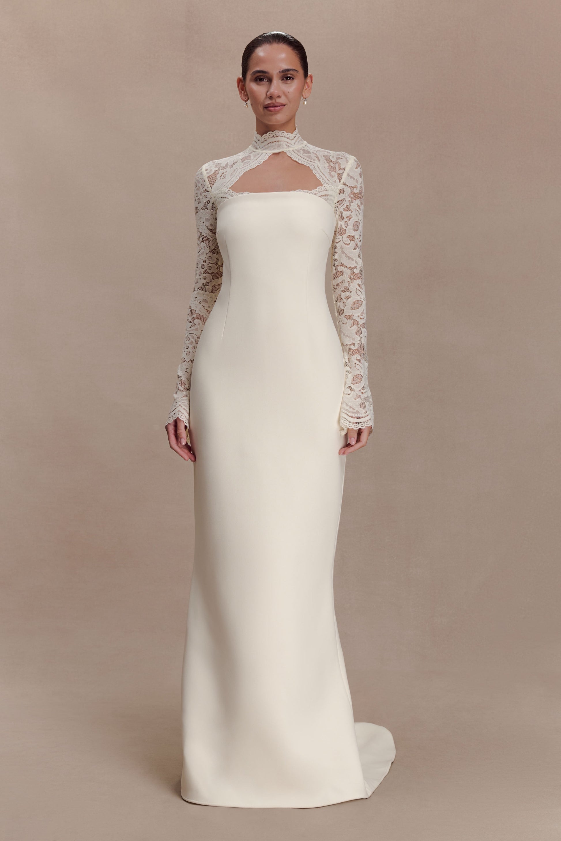 Aurelie Long Sleeve Lace Maxi Dress - Ivory