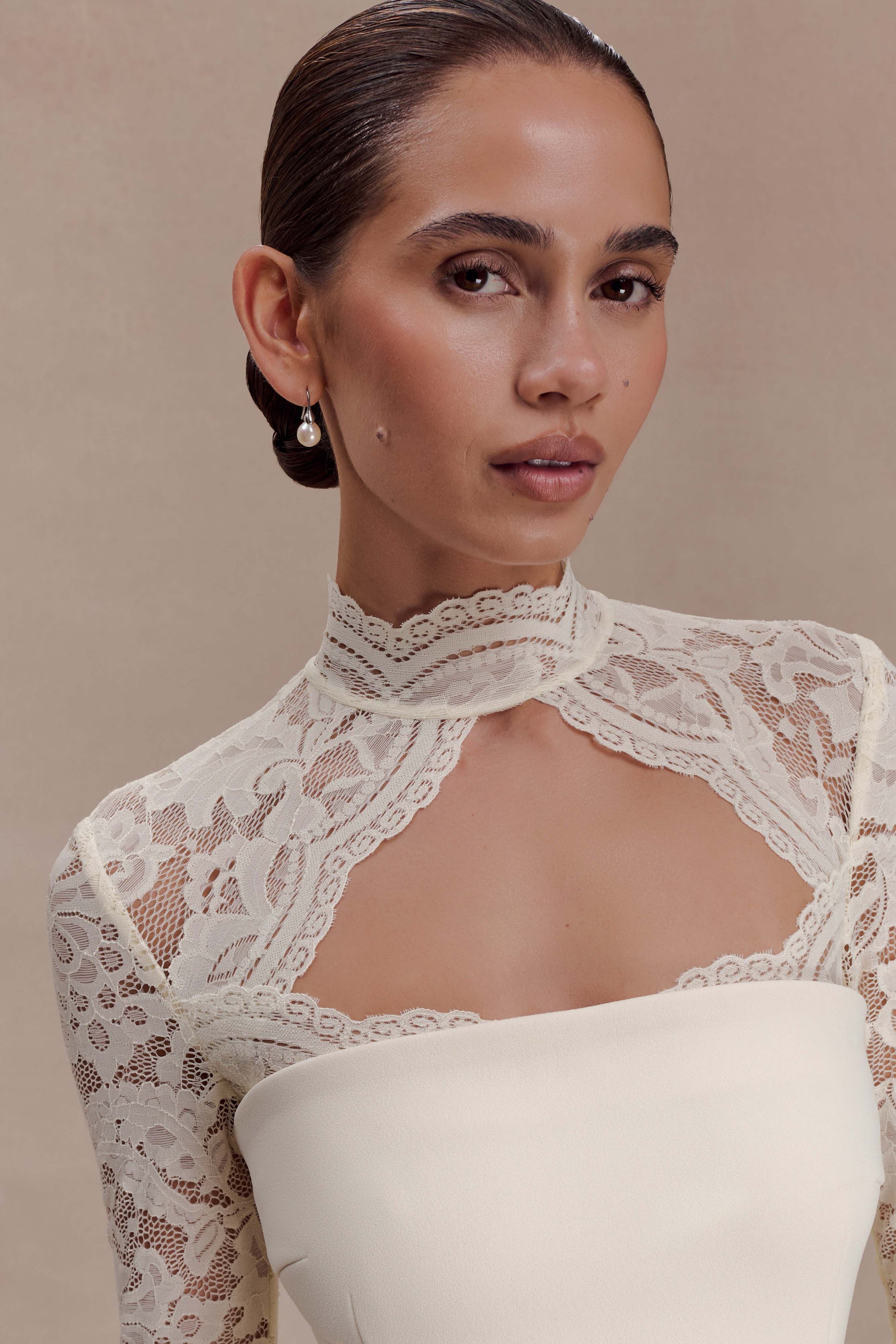Aurelie Long Sleeve Lace Maxi Dress - Ivory | MESHKI US Aurelie Long Sleeve Lace Maxi Dress - Ivory | MESHKI US