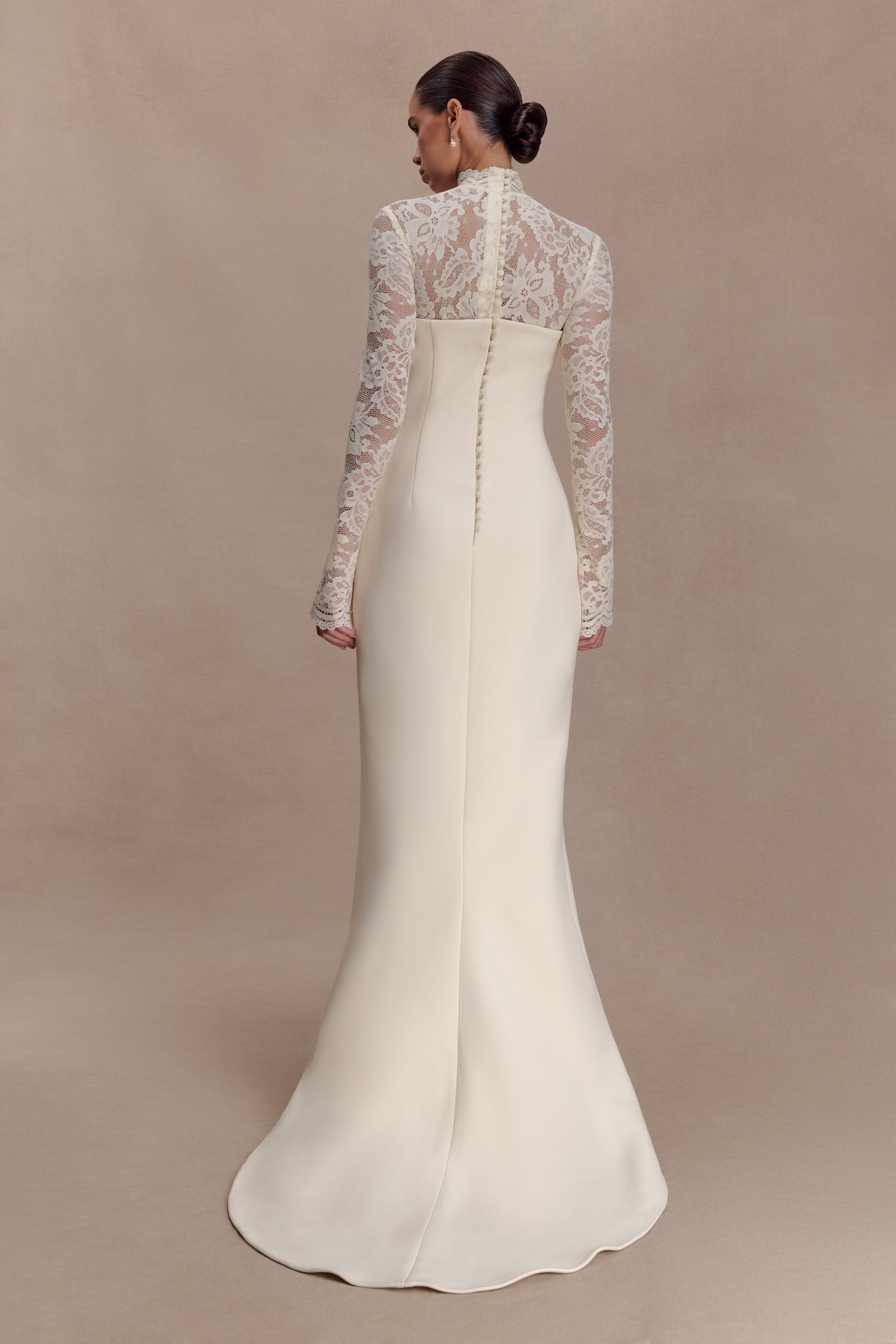 Aurelie Long Sleeve Lace Maxi Dress / Ivory | MESHKI