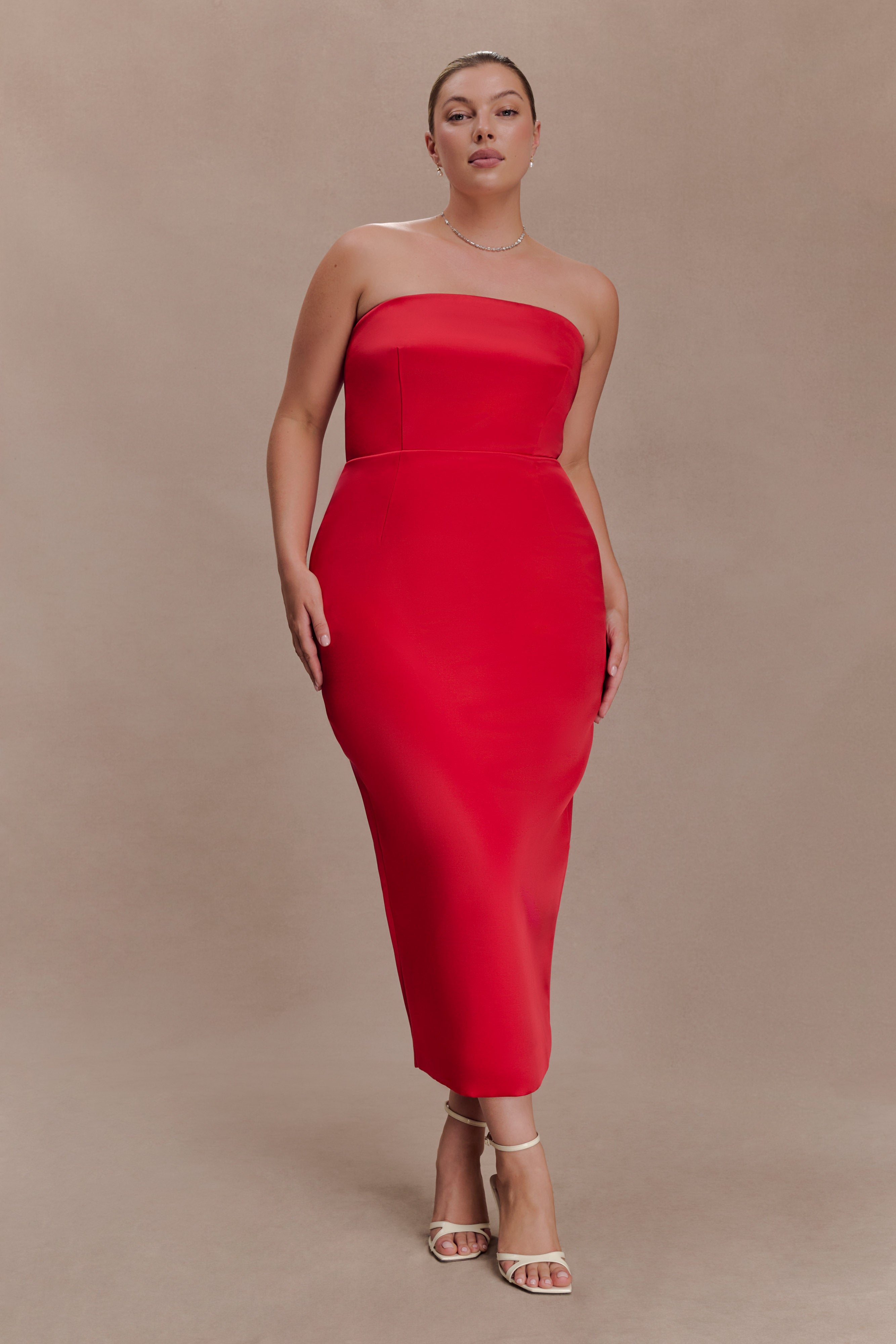 Ophelia Peplum Satin Maxi Dress - Red | MESHKI US
