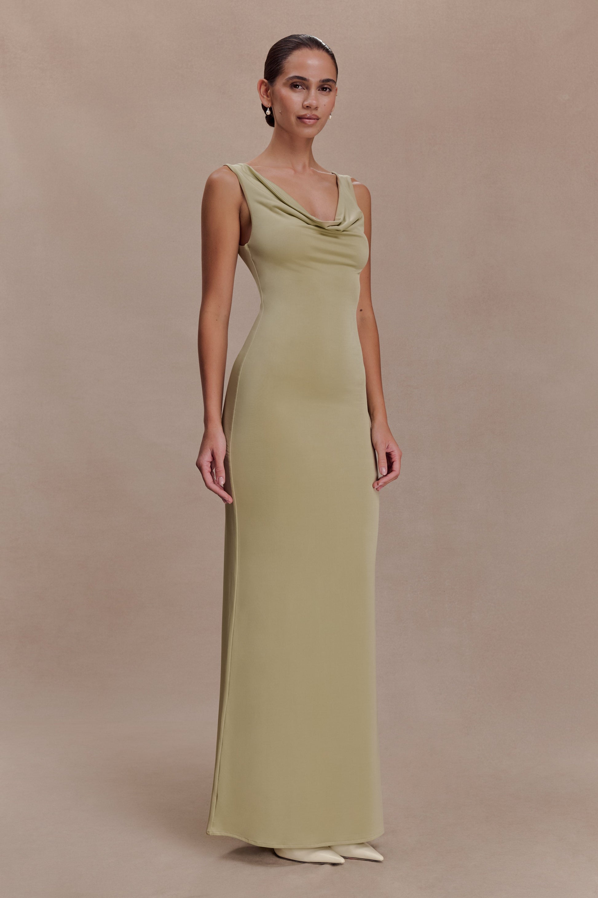 Marta Slinky Cowl Maxi Dress / Sage | MESHKI