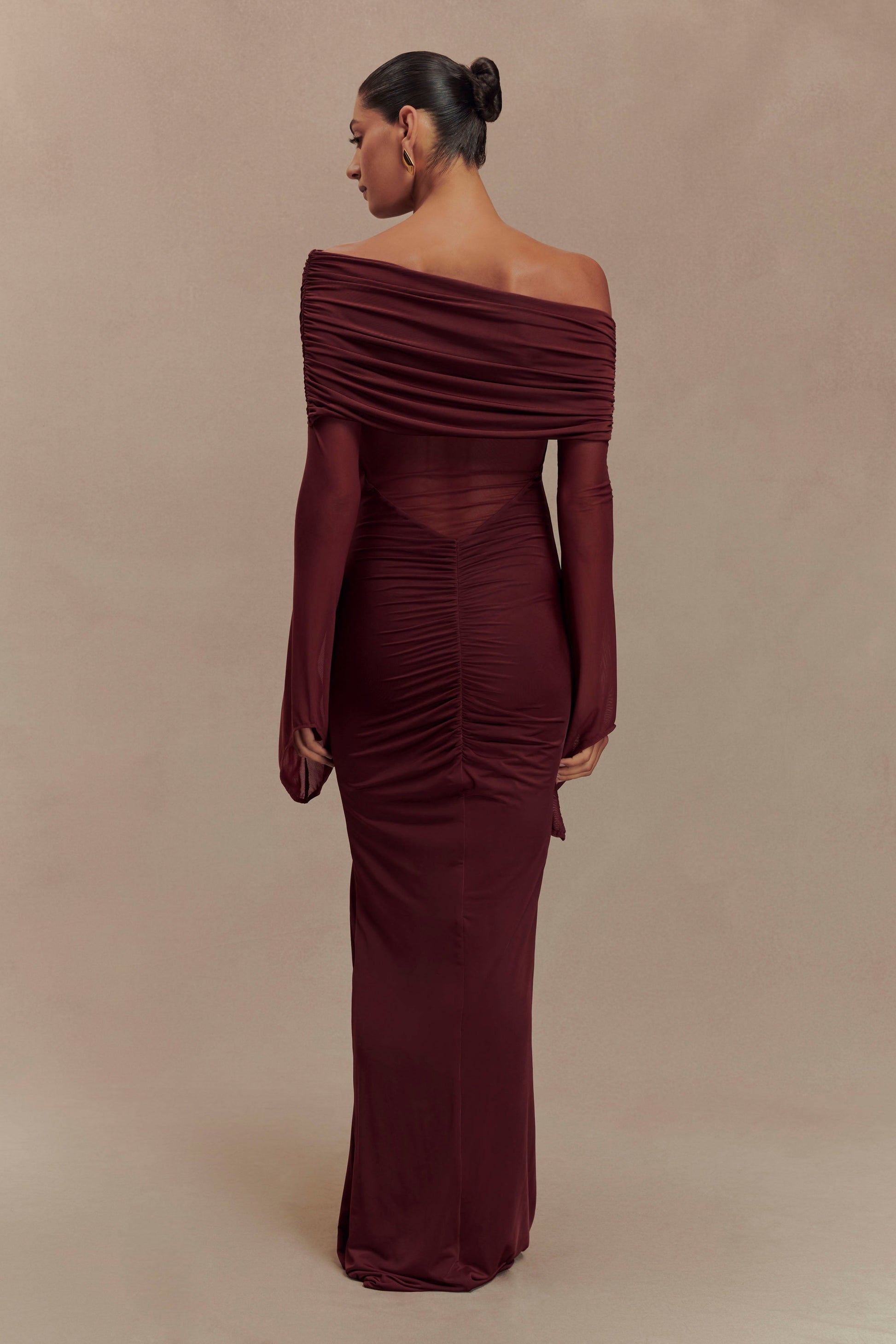 Kaitlin One Shoulder Slinky And Mesh Maxi Dress