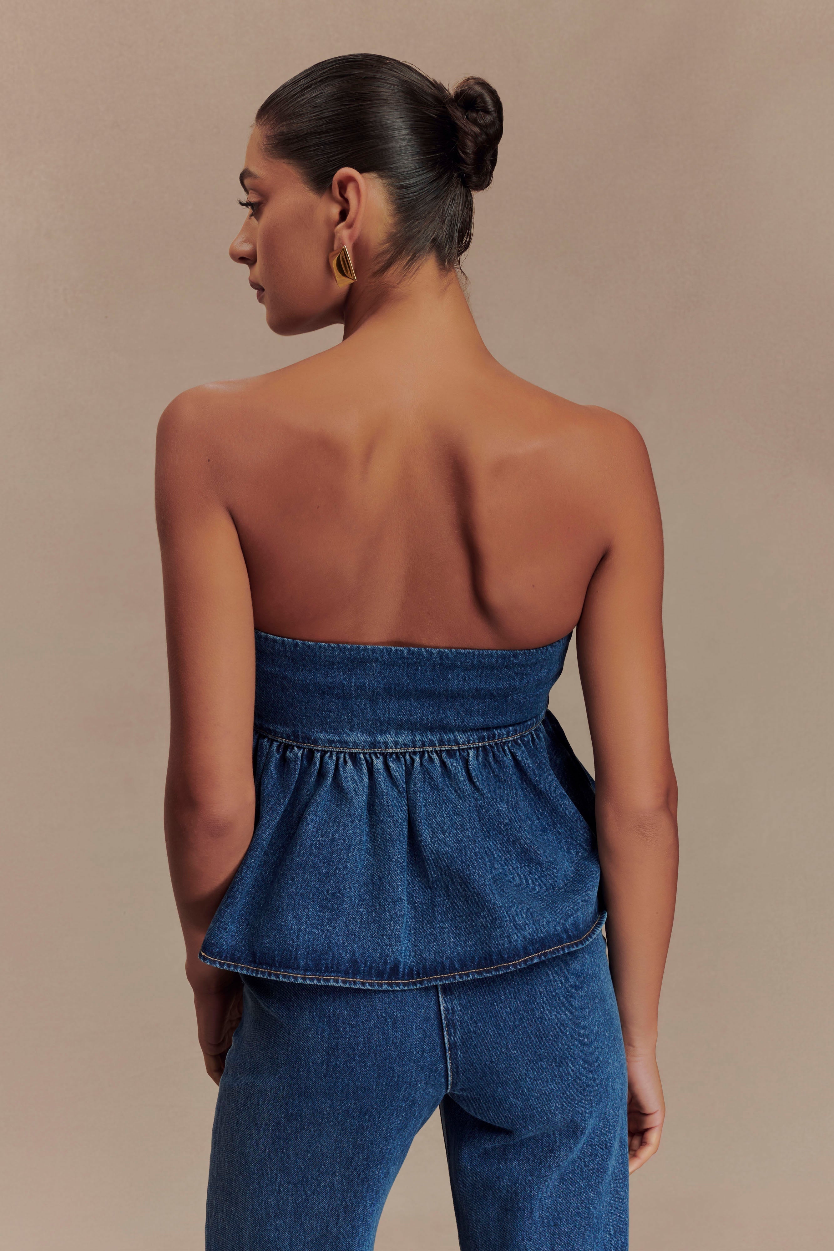 Pauline Strapless Denim Top - 90'S Blue | MESHKI US