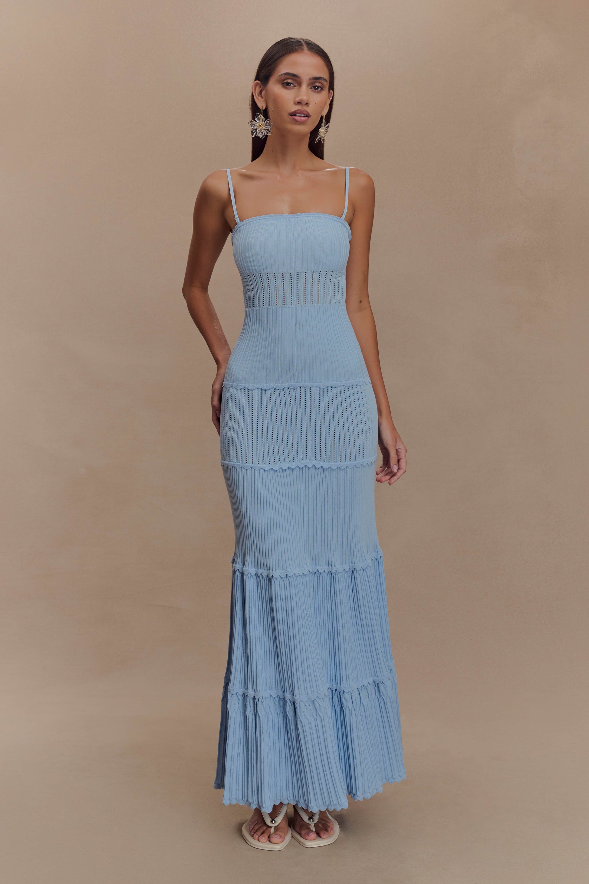 Finley Pointelle Knit Maxi Dress / Cornflower Blue | MESHKI