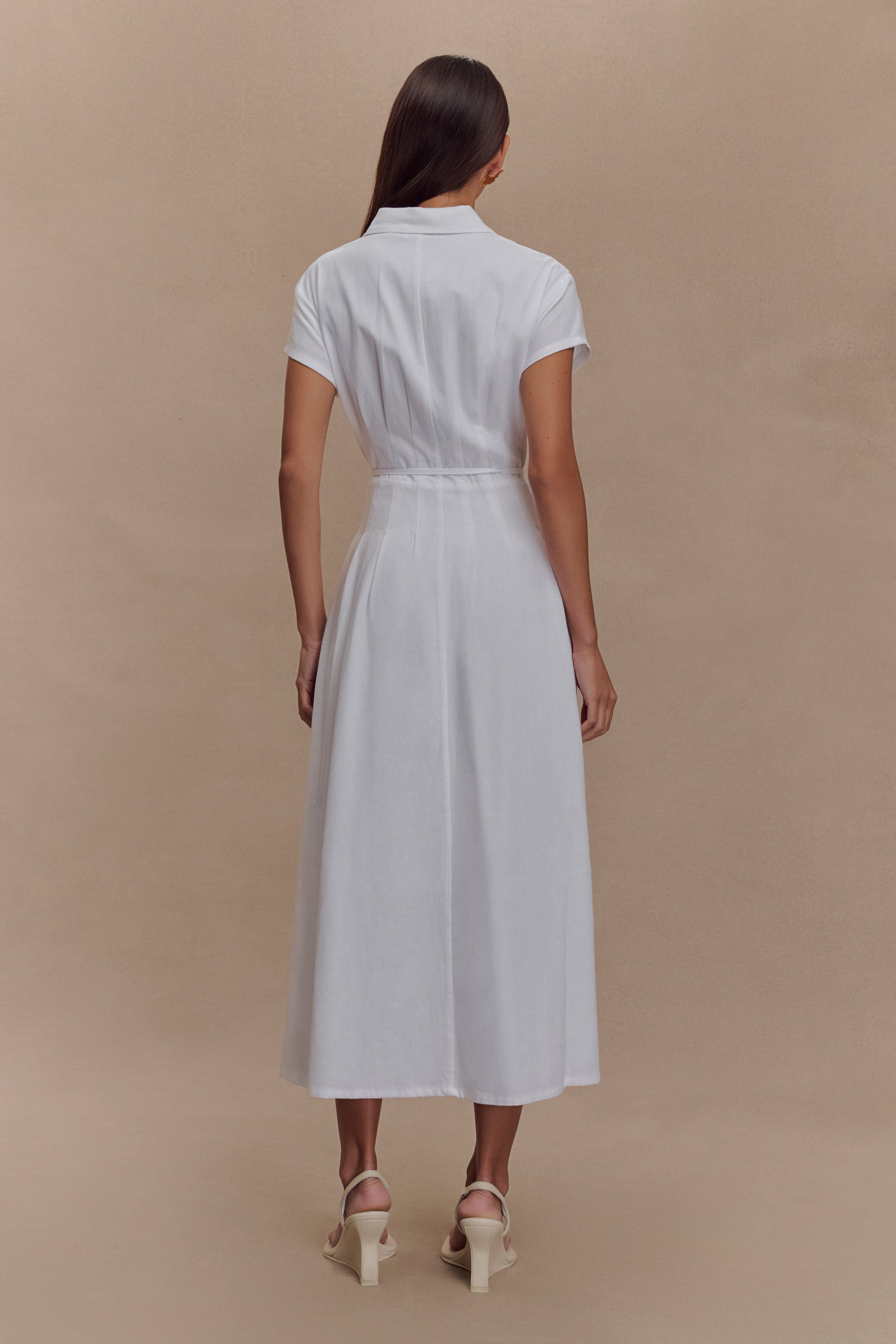 Aysha Buttoned Linen Midi Dress / White | Meshki | M Aysha Buttoned Linen Midi Dress / White | Meshki | M