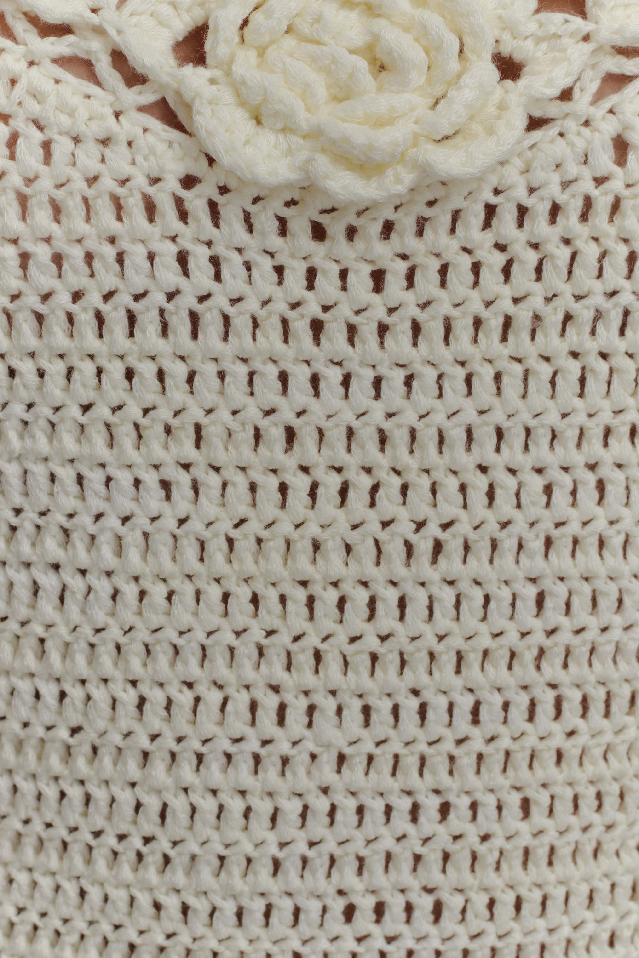Liyah Floral Hand Crochet Mini Dress - Ivory | MESHKI US