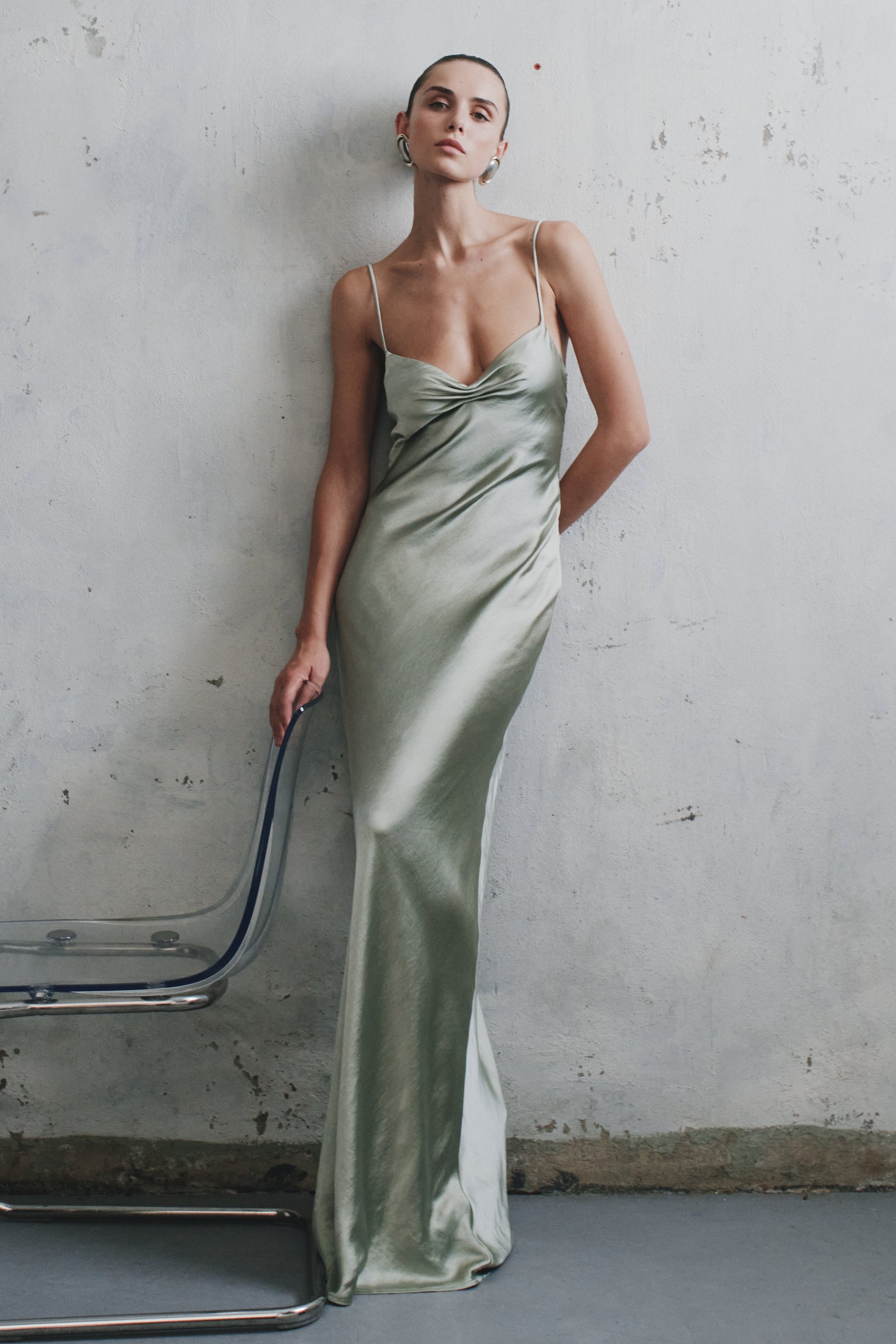 Lilly Sweetheart Satin Maxi Dress - Sage | MESHKI US Lilly Sweetheart Satin Maxi Dress - Sage | MESHKI US