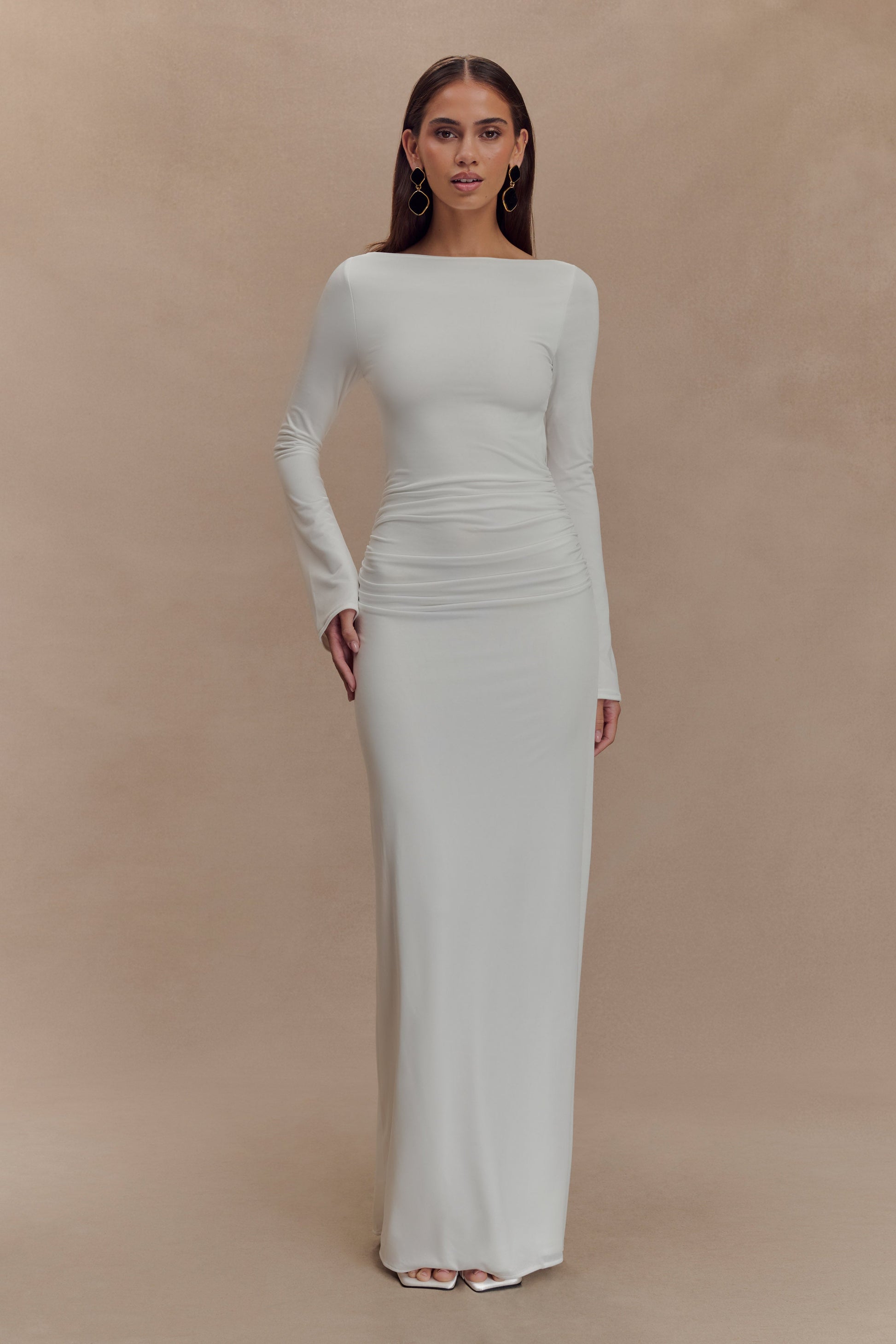 Vienna Slinky Cut Out Maxi Dress / White | Meshki | XL Vienna Slinky Cut Out Maxi Dress / White | Meshki | XL
