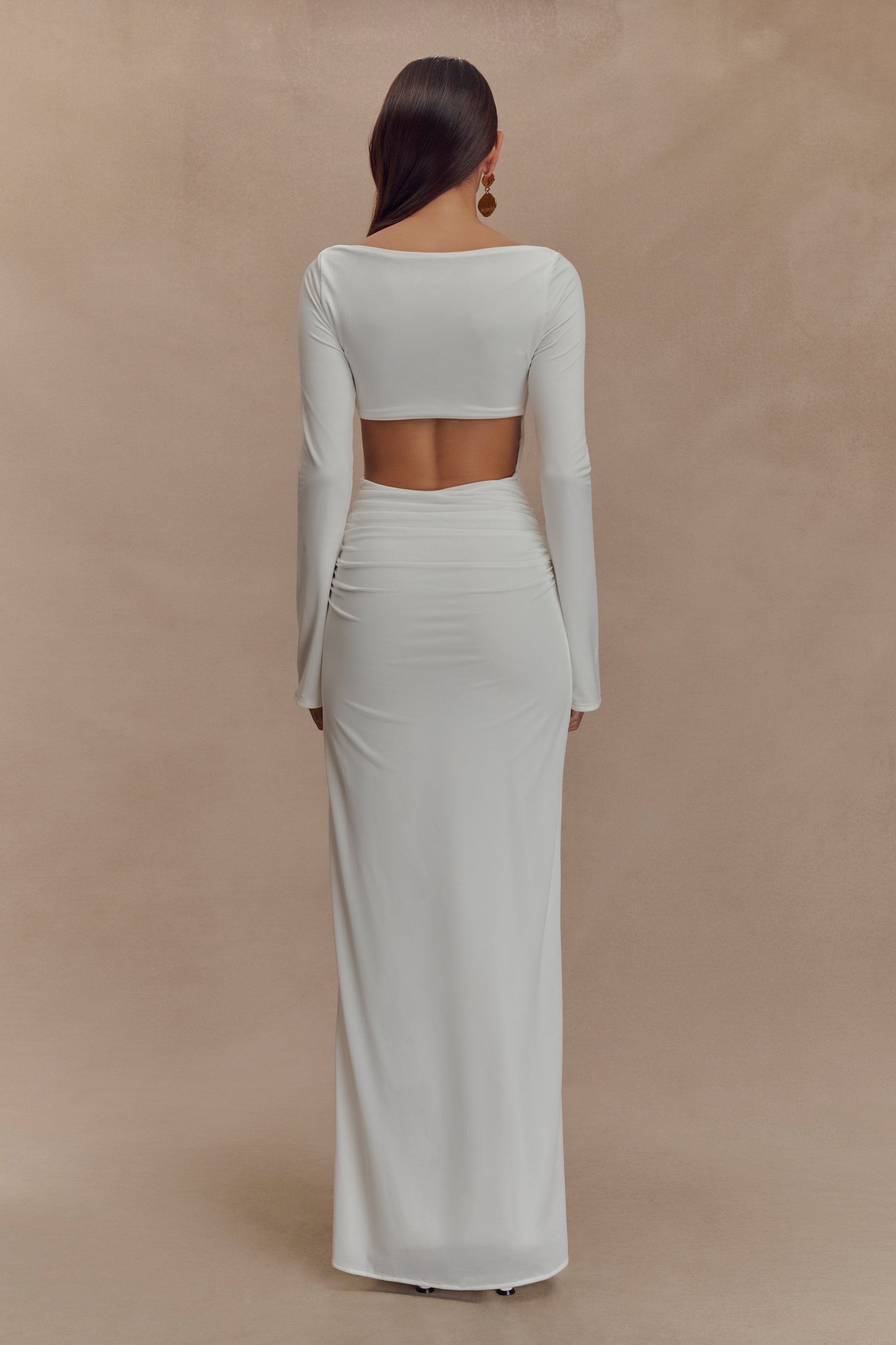 Vienna Slinky Cut Out Maxi Dress / White | Meshki | XL Vienna Slinky Cut Out Maxi Dress / White | Meshki | XL